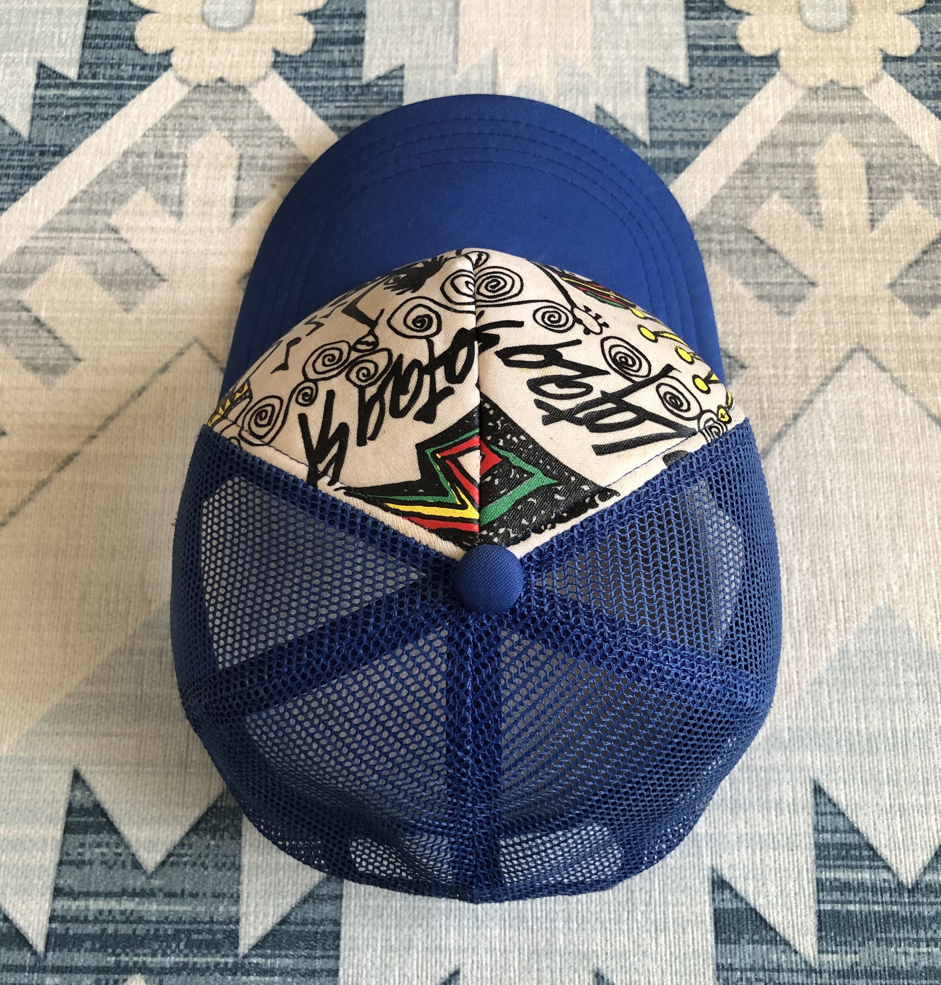 Stussy RARE🔥VINTAGE 90’S STUSSY JAHIRIE RASTA BLUE TRUCKER Size ONE SIZE - 8 Thumbnail