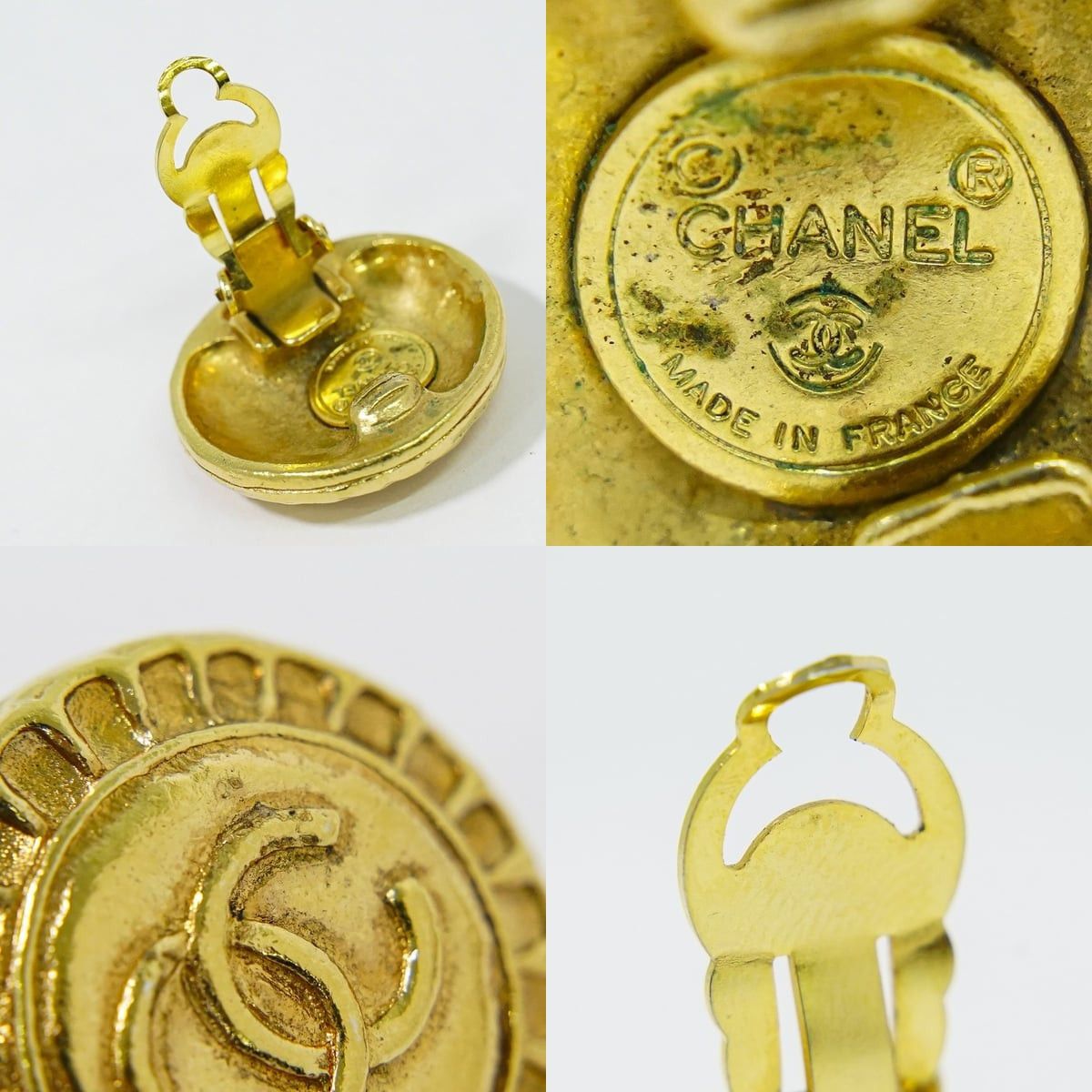 Chanel Chanel Gold Plated Vintage Round CC Clip-on Earrings Gold Size ONE SIZE - 3 Thumbnail