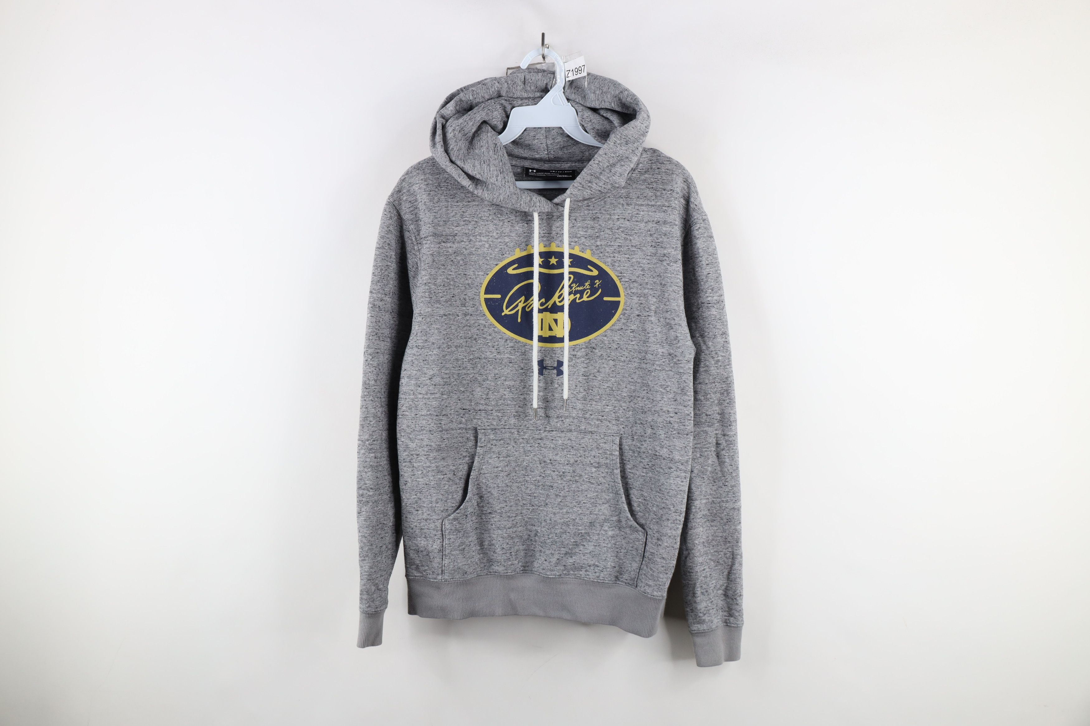 Under Armour × Vintage Under Armour Notre Dame University Football Hoodie Gray Size US XS / EU 42 / 0 - 1 Thumbnail