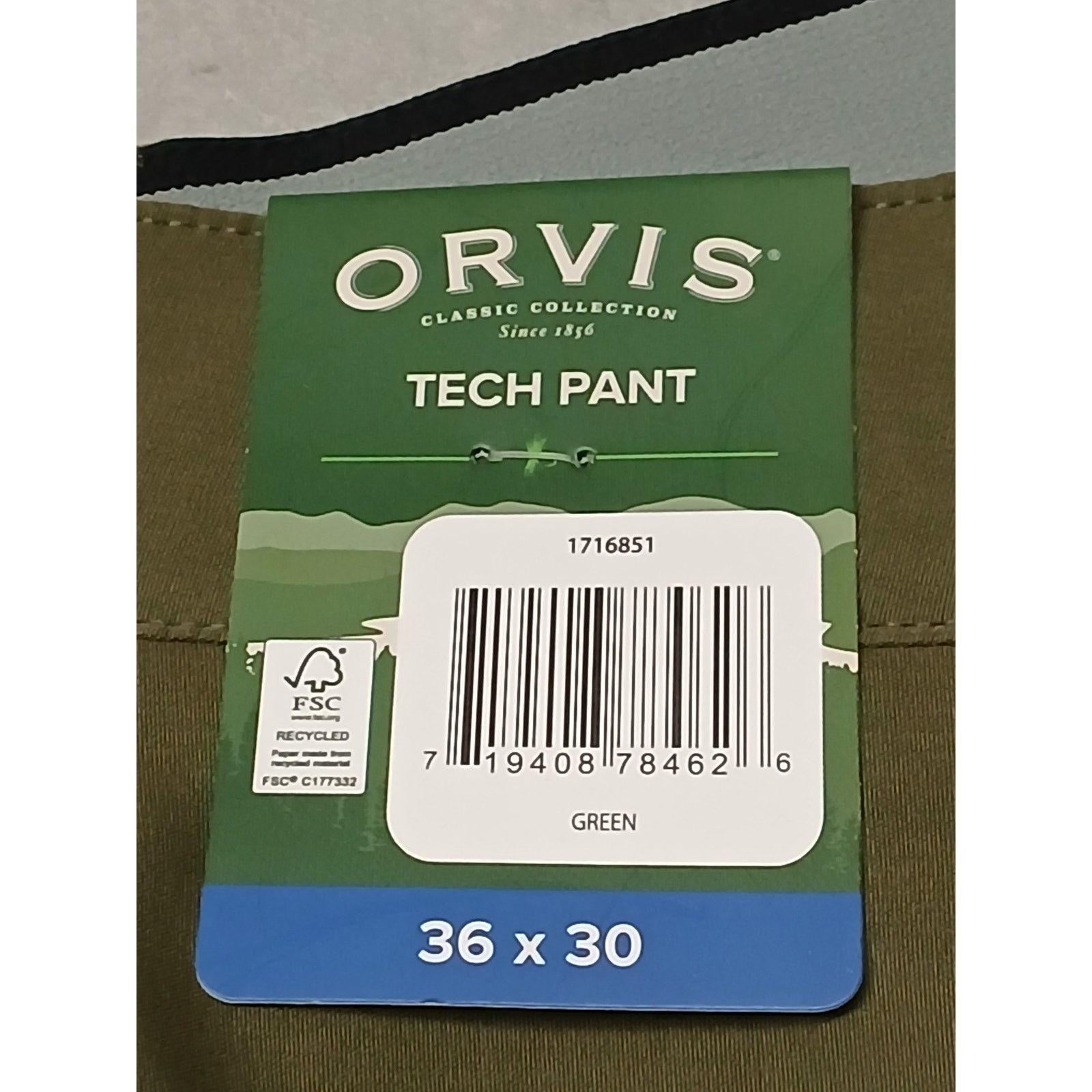 Orvis Orvis (36x30) Men's Olive Green Dri-Fit Straight Tech Pants Size US 36 / EU 52 - 9 Thumbnail