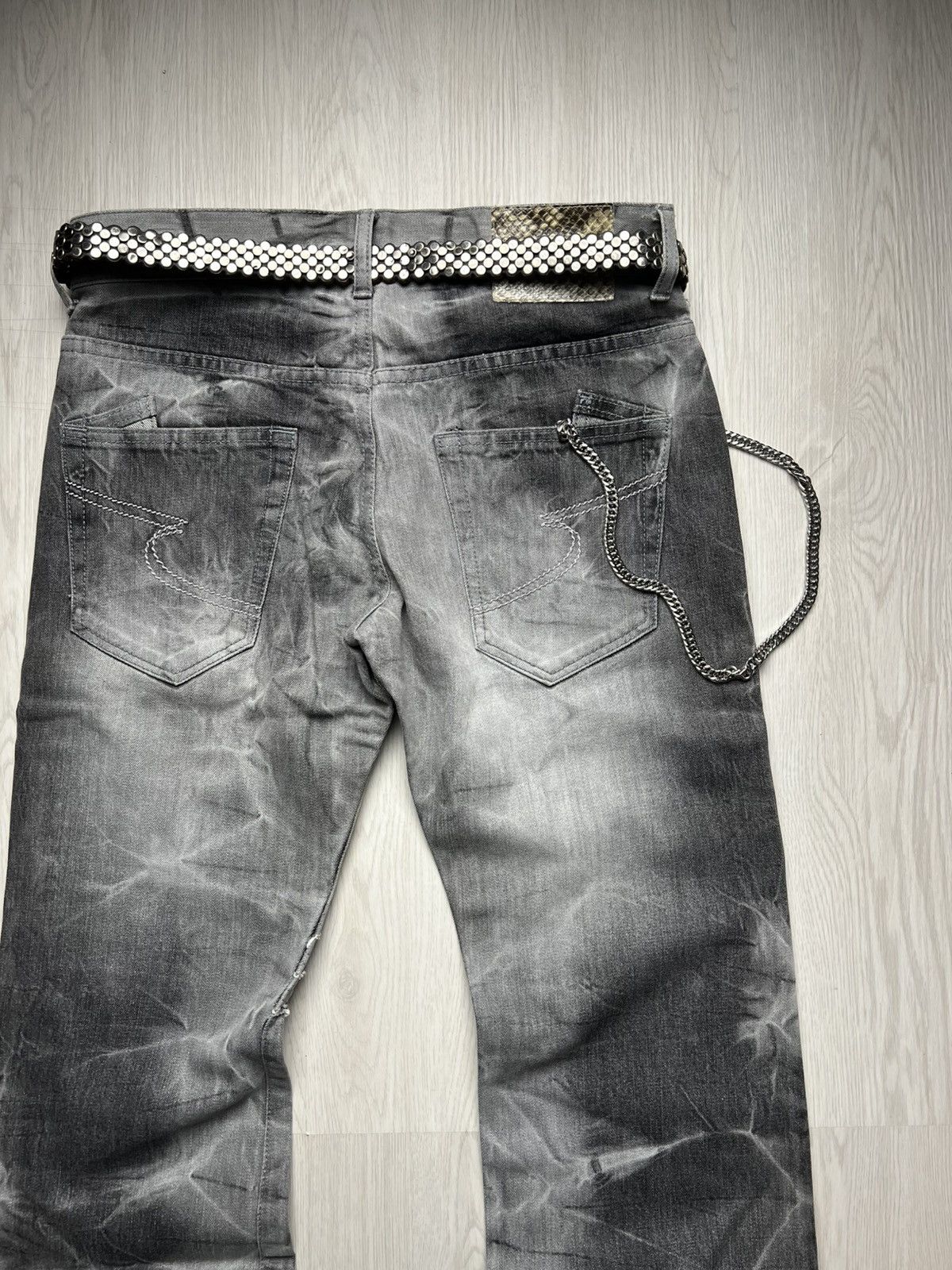 Japanese Brand Semantic Design Studded Mudwash Distressed Flared Denim Size US 31 - 4 Thumbnail