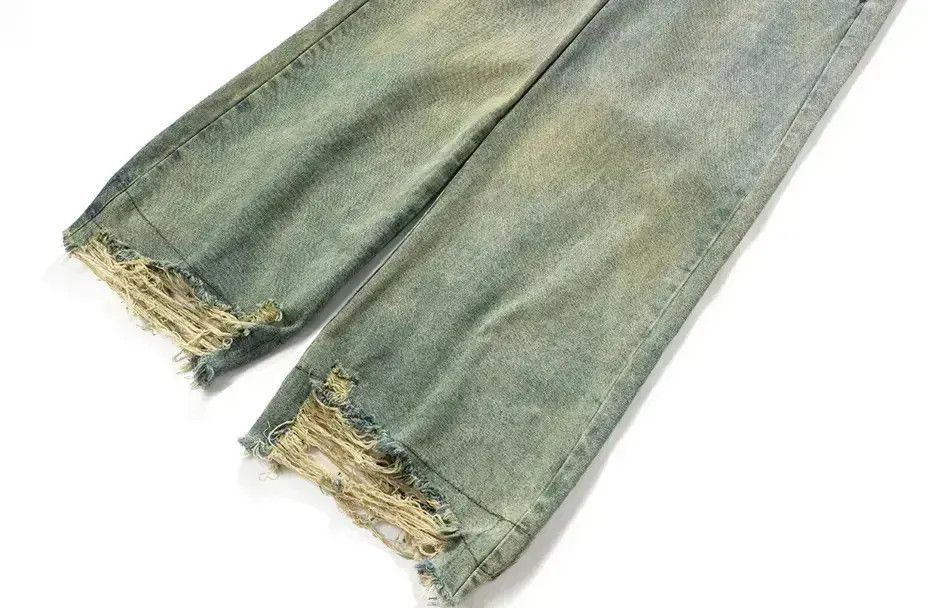 Japanese Brand Rusty Yellow Green Baggy Washed Blue Jeans Size US 32 / EU 48 - 4 Thumbnail