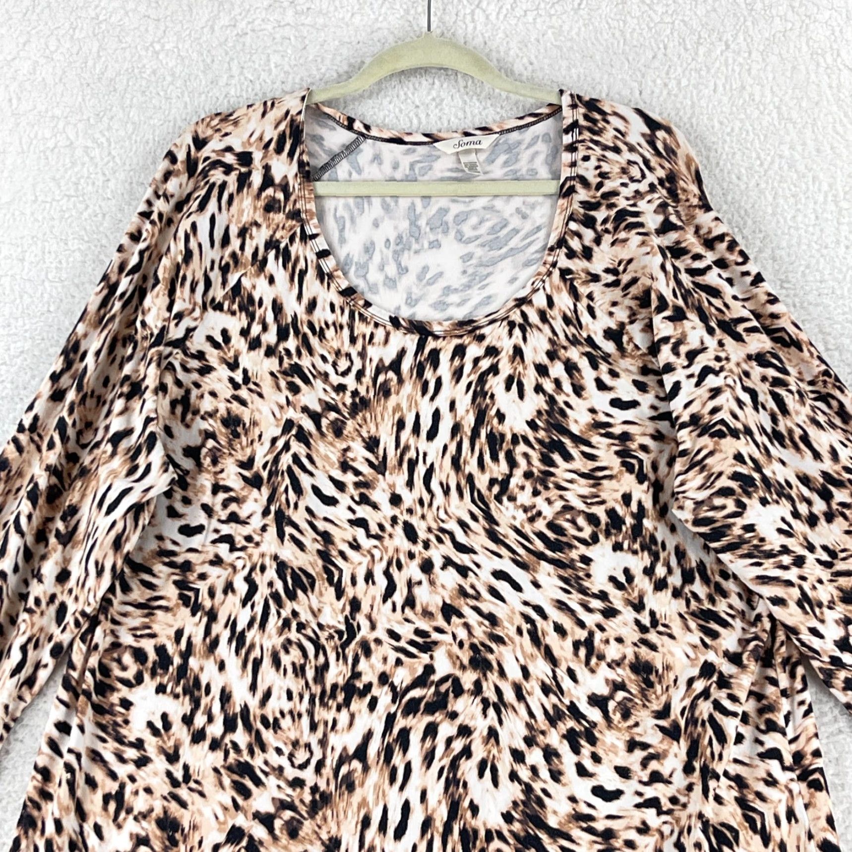 Vintage Soma Brown Animal Print Long Sleeve Pajama Dress Womens Pullover Size XXLarge Size XXL / US 16-18 / IT 52-54 - 2 Thumbnail