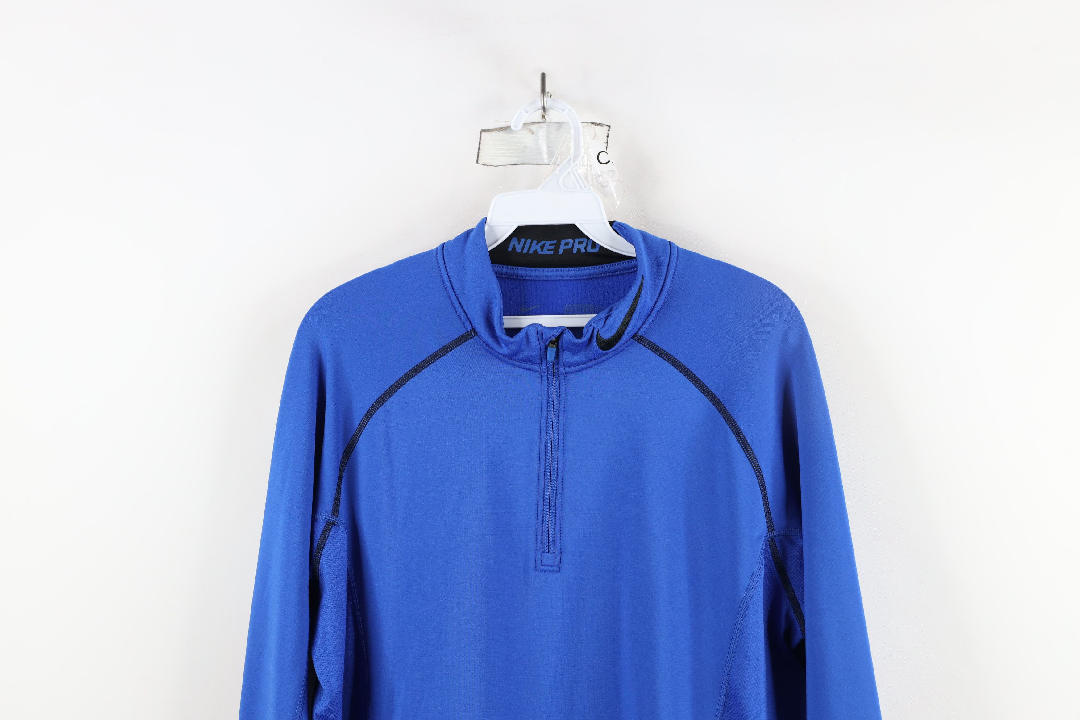 Nike × Vintage Nike Pro Combat Hyperwarm Fleece Lined Half Zip Sweater Blue Size US L / EU 52-54 / 3 - 2 Thumbnail