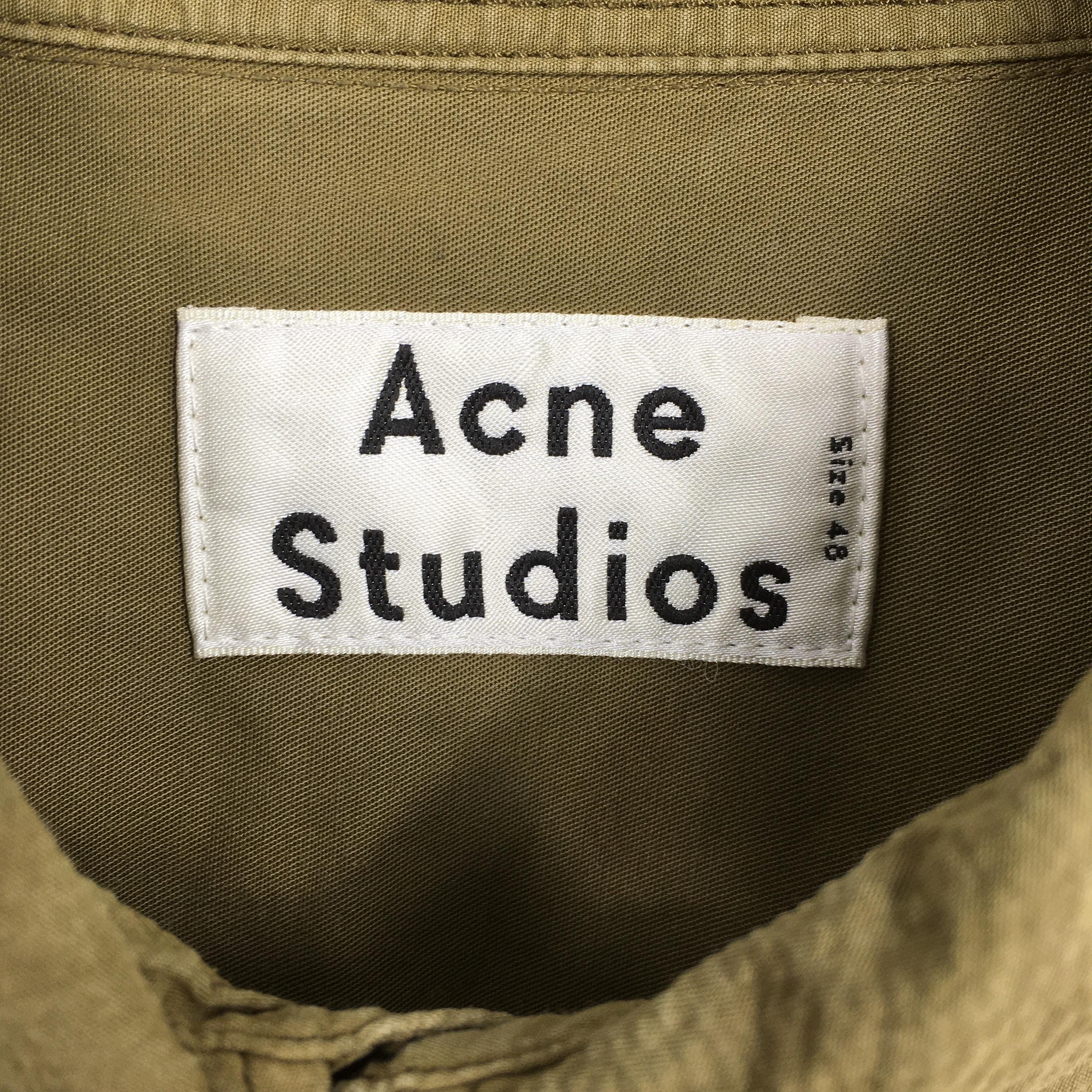 Acne Studios × Flannel Acne Studios Olive Green Pleated Shirt Medium Size US M / EU 48-50 / 2 - 5 Thumbnail
