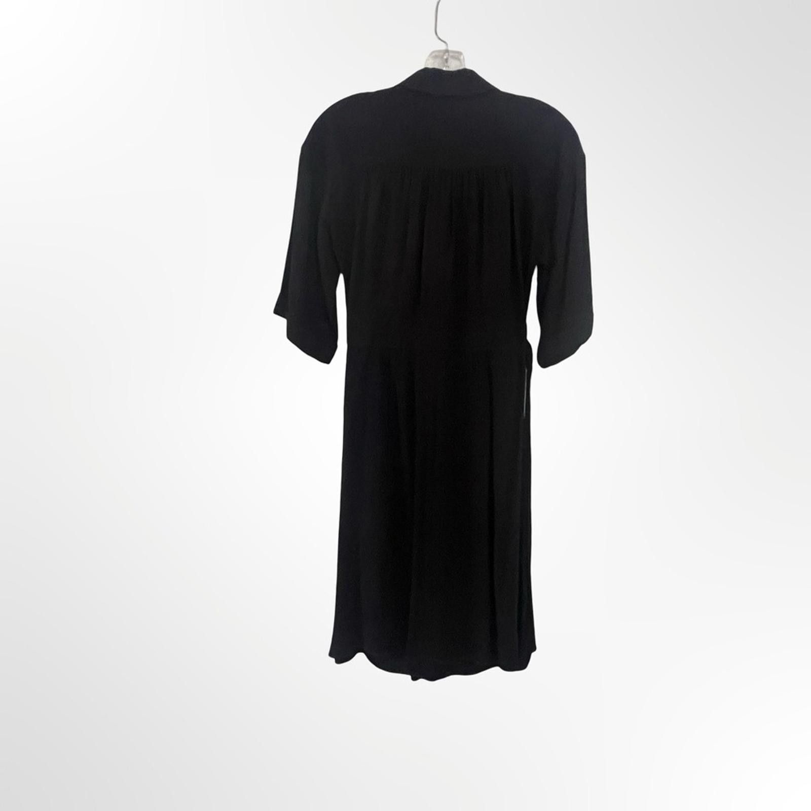 Diane von Furstenberg Diane Von Furstenberg Black Midi Wrap Shirt Dress Size S / US 4 / IT 40 - 3 Thumbnail