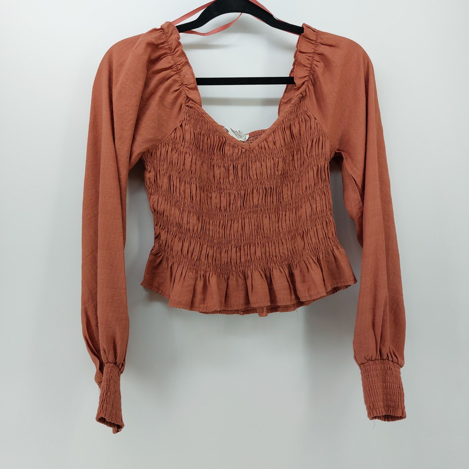 Other Y2K Loveriche Women's Smocked Crop Top Long Sleeve Sz S Size S / US 4 / IT 40 - 1 Thumbnail
