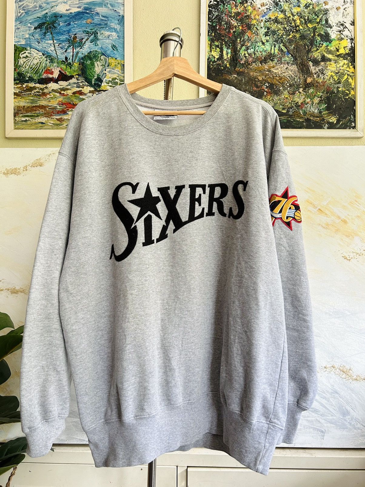 Vintage Vintage Sixers Basketball Oversize Sweatshirt Grailed