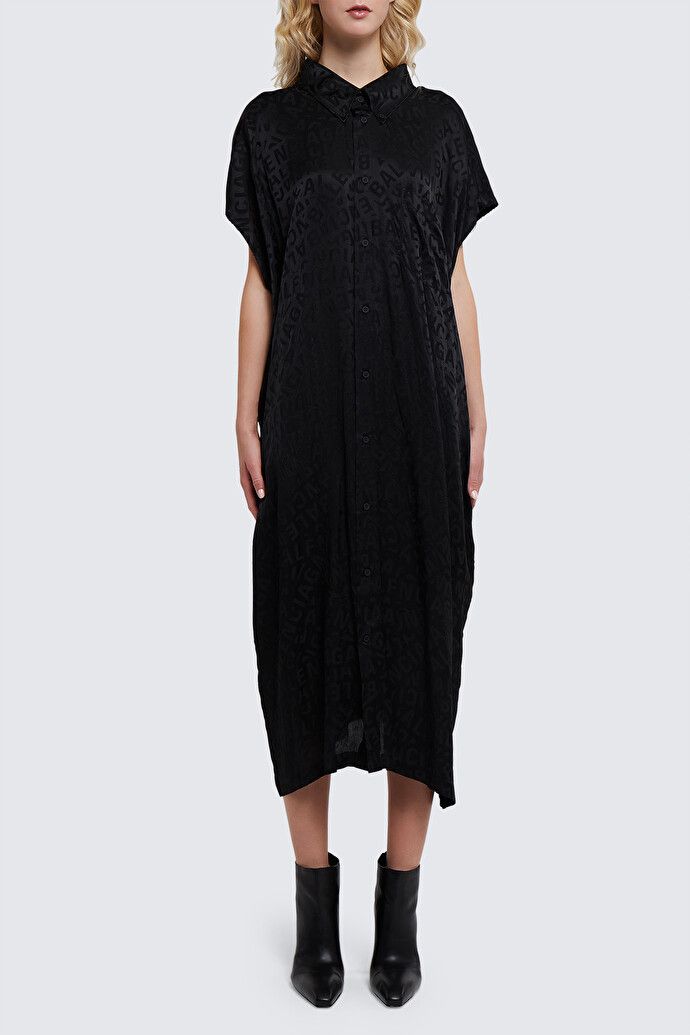 Balenciaga logo strips swing collar rawcut dress Size L / US 10 / IT 46 - 1 Thumbnail