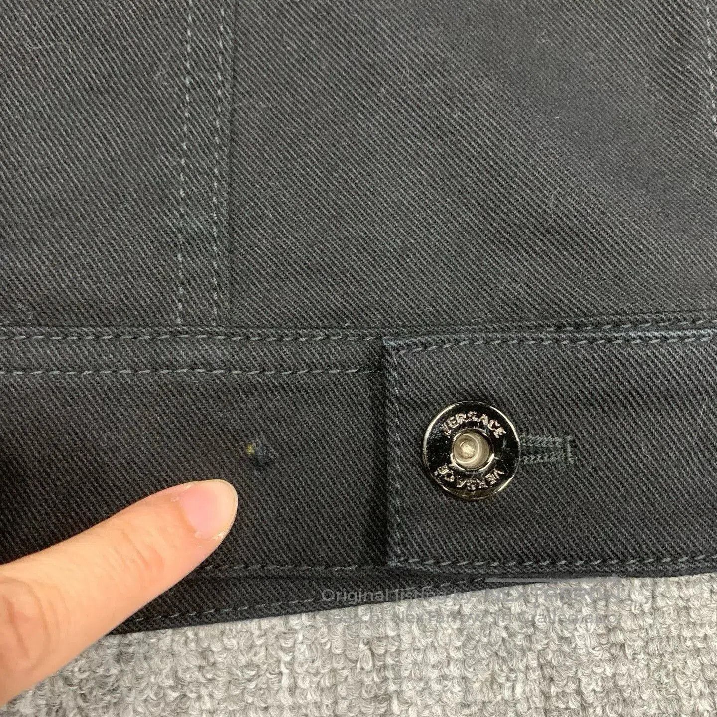Versace black short denim jacket with logo. Size US M / EU 48-50 / 2 - 9 Thumbnail