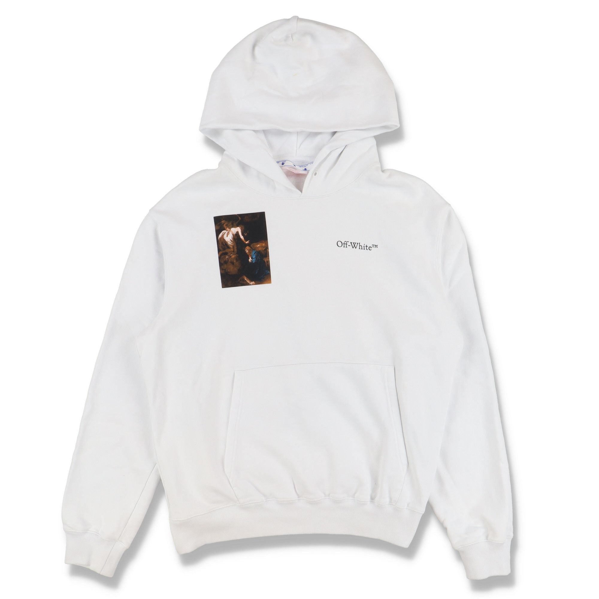 image of Off White White Caravaggio Lute Player Logo Hoodie, Men's (Size 2XL)