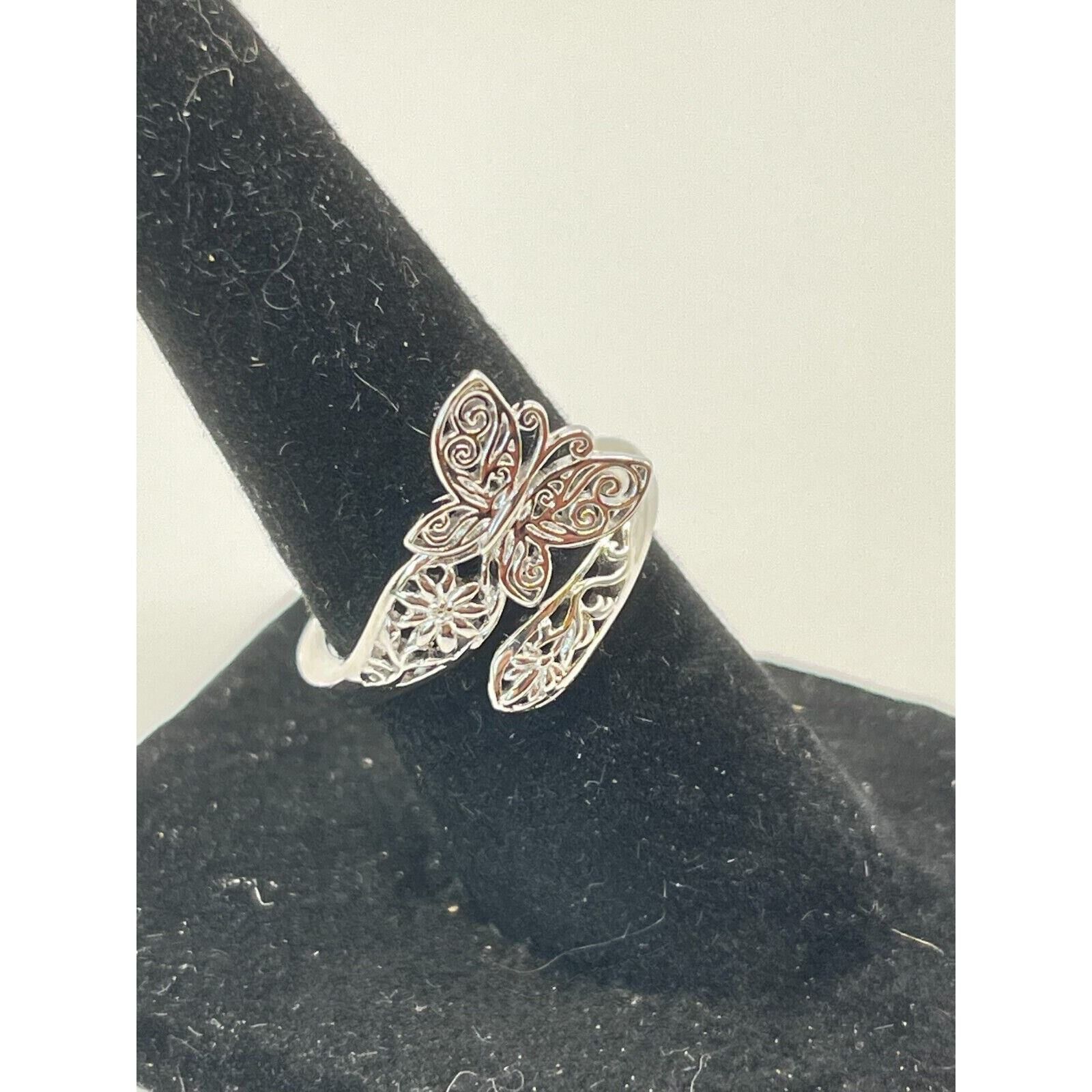 The Unbranded Brand Butterfly With Body Sterling Silver Ring - Size 6 adjustable Size ONE SIZE - 3 Thumbnail