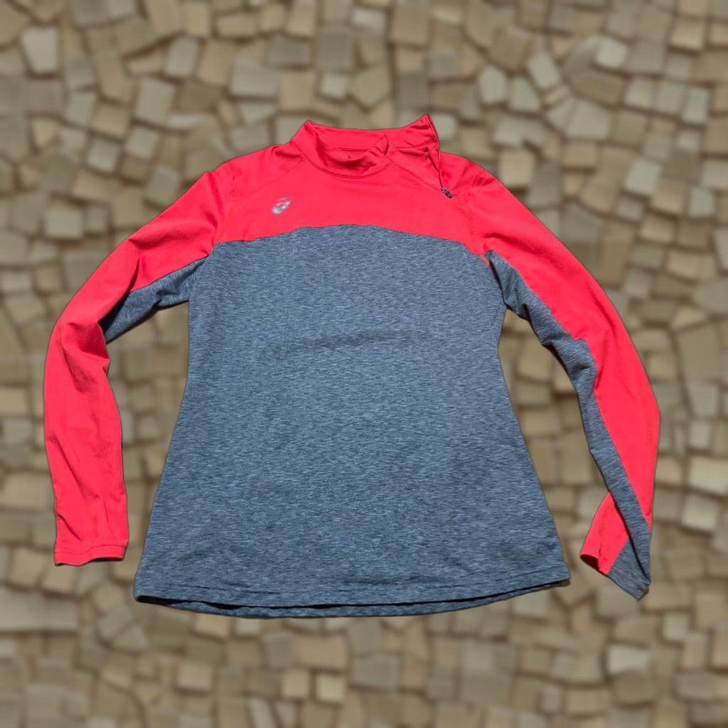 Asics ASICS Shirt Women's Large, Red Gray, Long Sleeve, Athletic Wear, Asicsmotiondry, Regular, T-Shirt, Modern, Basic, Fall Spring Summer, Mens/Womens? Size L / US 10 / IT 46 - 1 Thumbnail