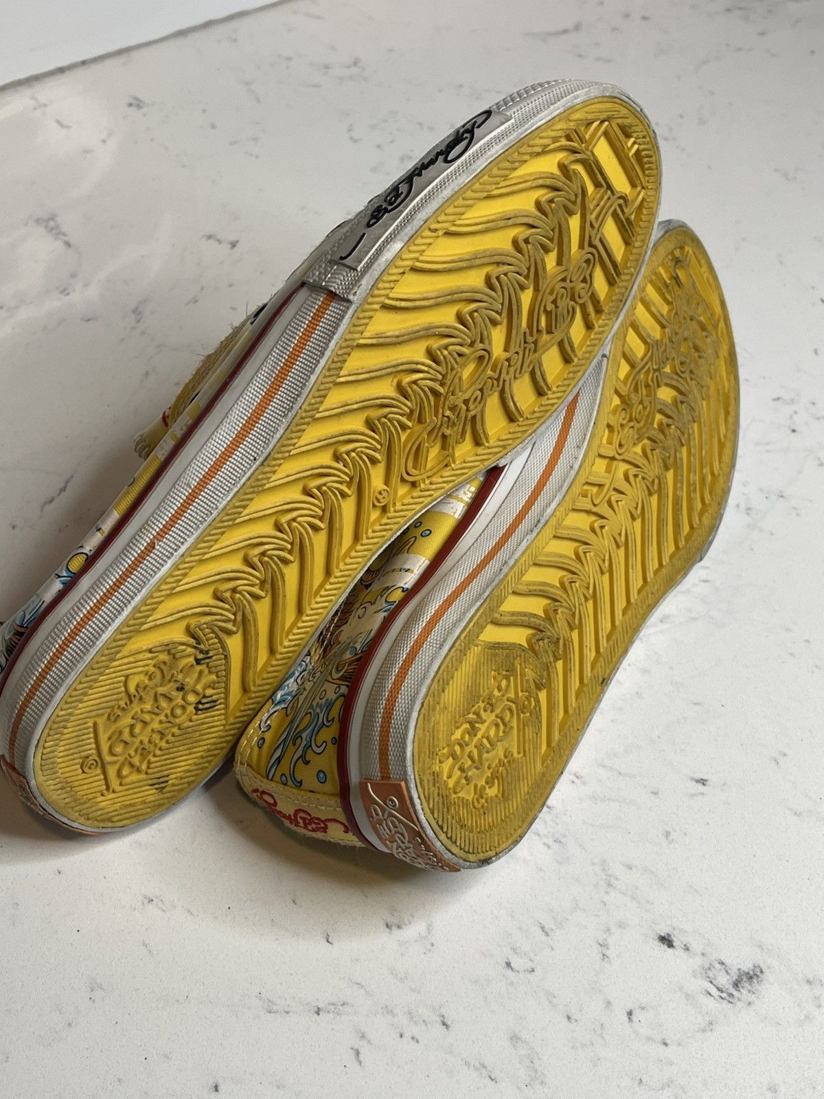 Ed Hardy Y2K Ed Hardy Low Top Sneakers Yellow w Fish Print Logo Sz 9 Size US 9 / IT 39 - 12 Thumbnail