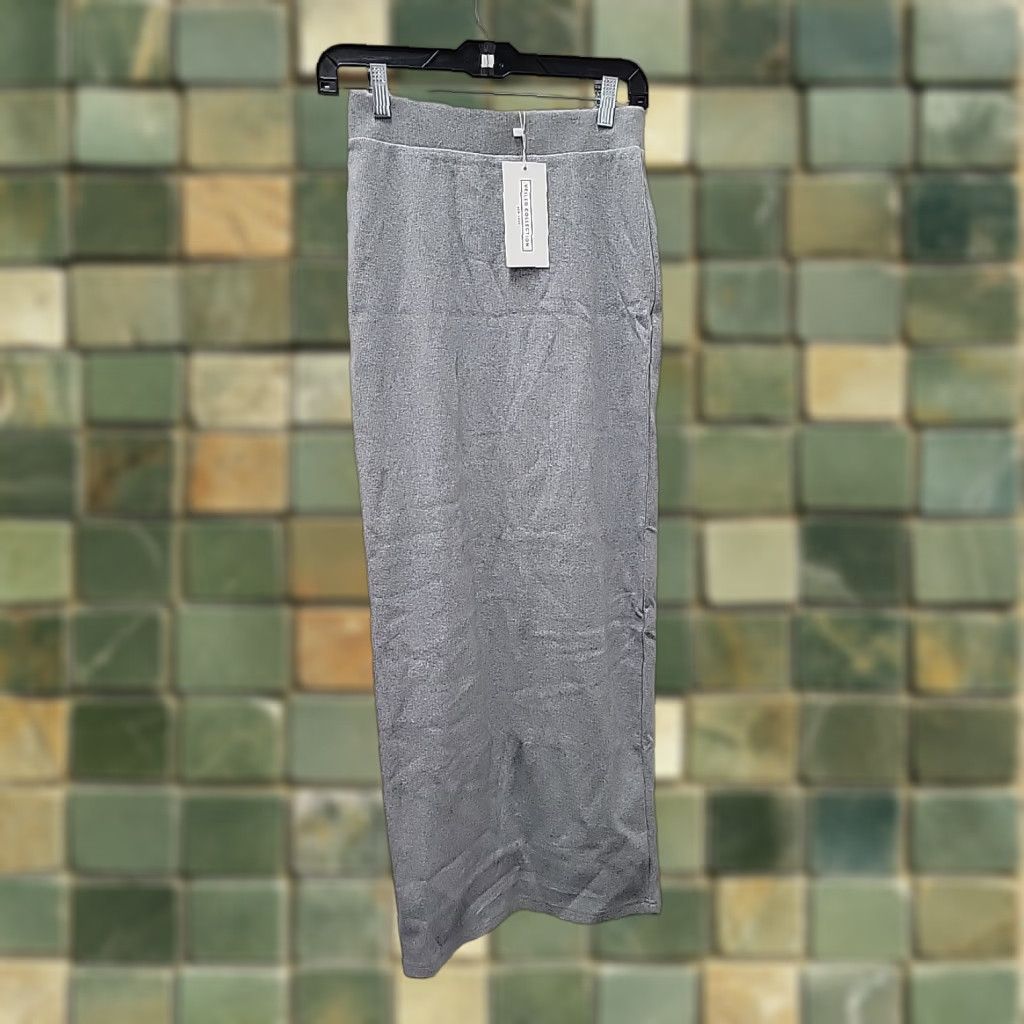 Vintage Veiled Collection Skirt Grey Long Straight Cotton Spandex NWT M Women Size M Size 32" / US 10 / IT 46 - 1 Thumbnail