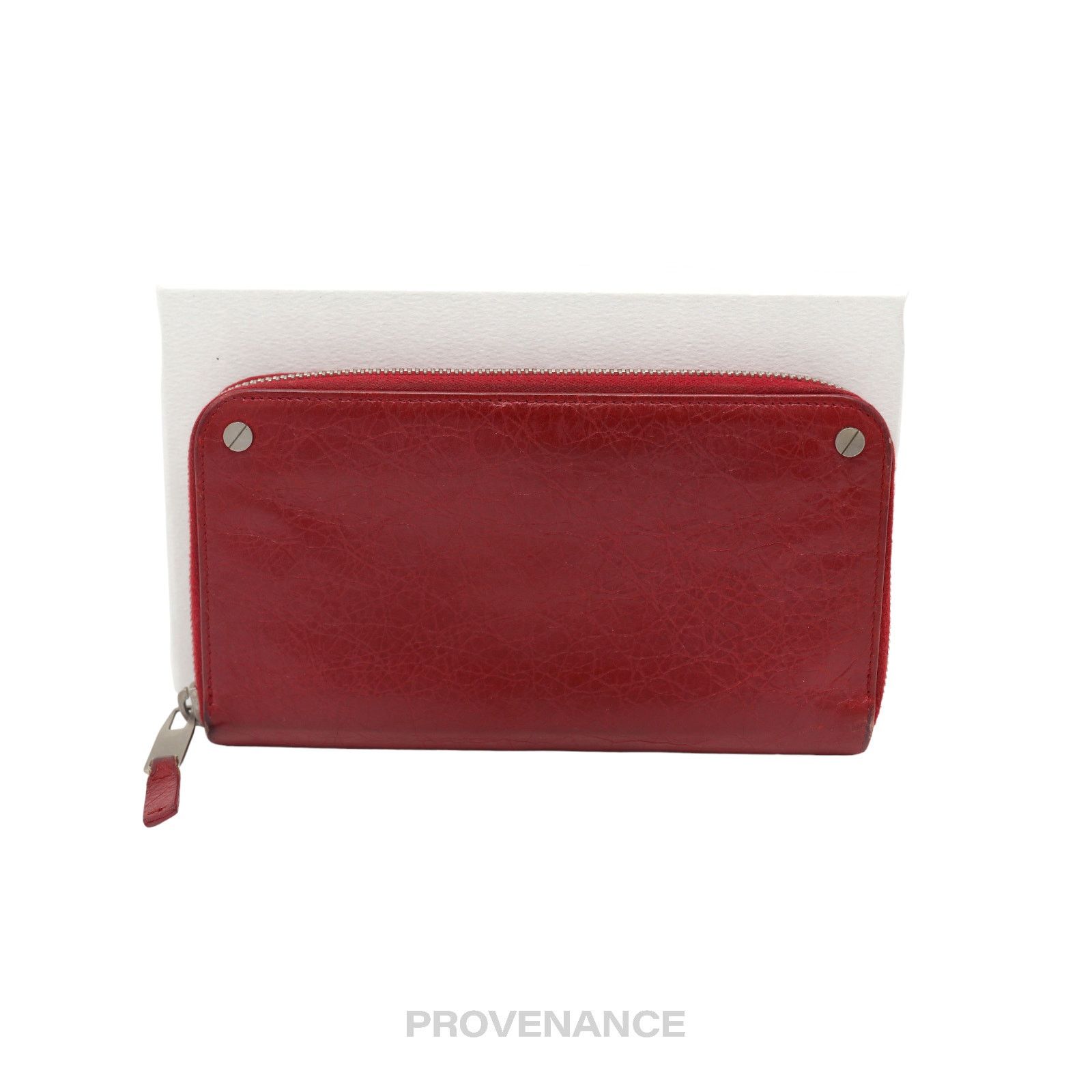 Balenciaga 🔴 Balenciaga Screw Stud Long Zip Wallet - Red Leather Size ONE SIZE - 1 Thumbnail