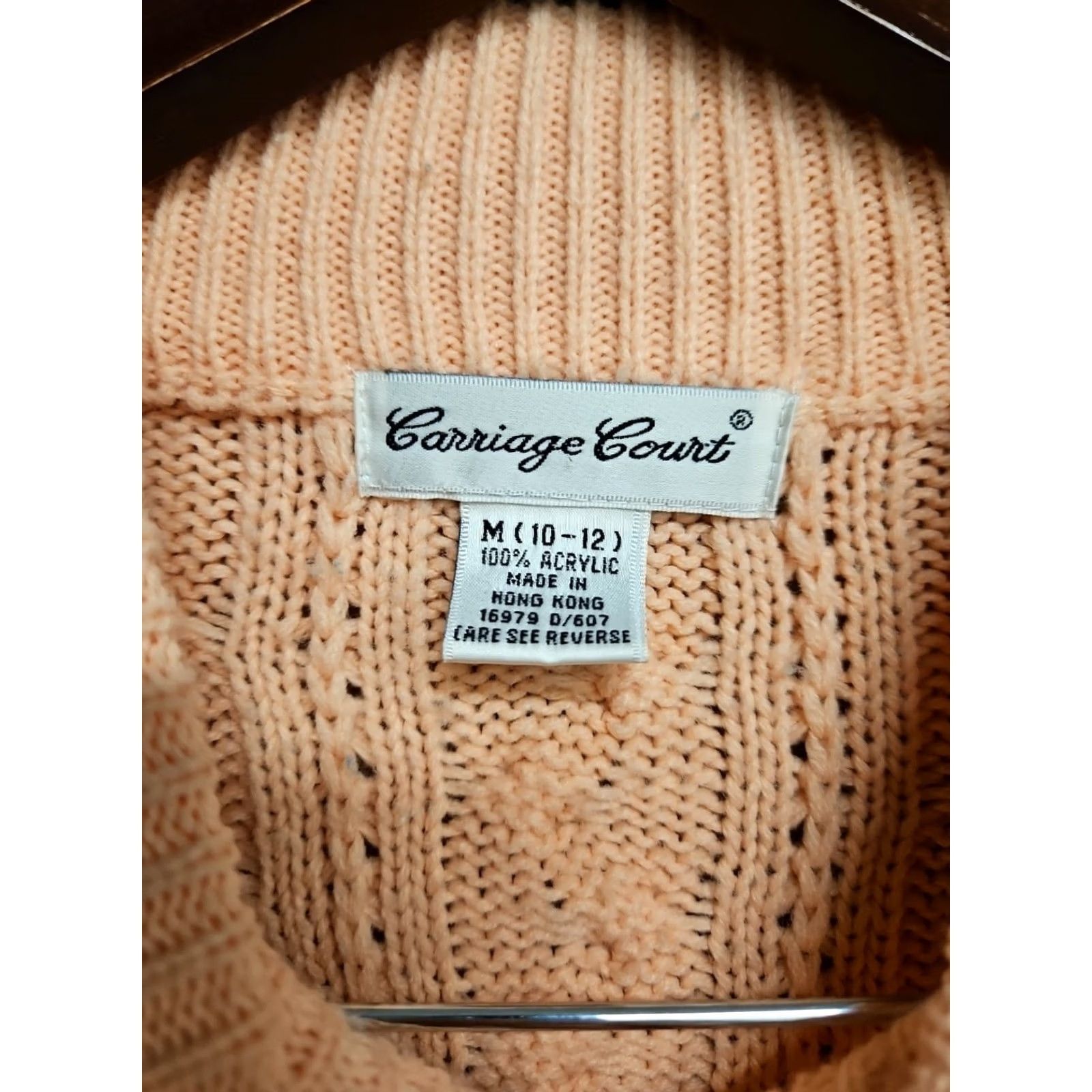 Vintage VINTAGE 80s Peach Cable Knit Mock Neck Sweater Womens M Carriage Court Sweater Size M / US 6-8 / IT 42-44 - 4 Thumbnail