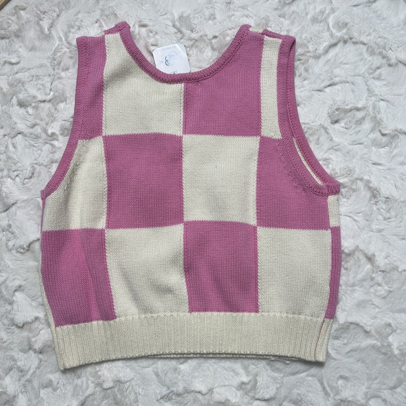 Other Entro Women Pink White Crochet Flowers Stretch Knit Top Sz M Size M / US 6-8 / IT 42-44 - 5 Thumbnail