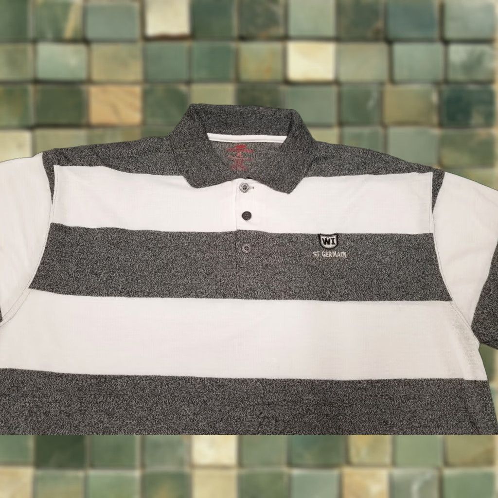 Vintage VINTAGE St Germain Polo Shirt Mens Extra Large Grey White Striped Short Sleeve Red Rhino Size US XL / EU 56 / 4 - 1 Thumbnail
