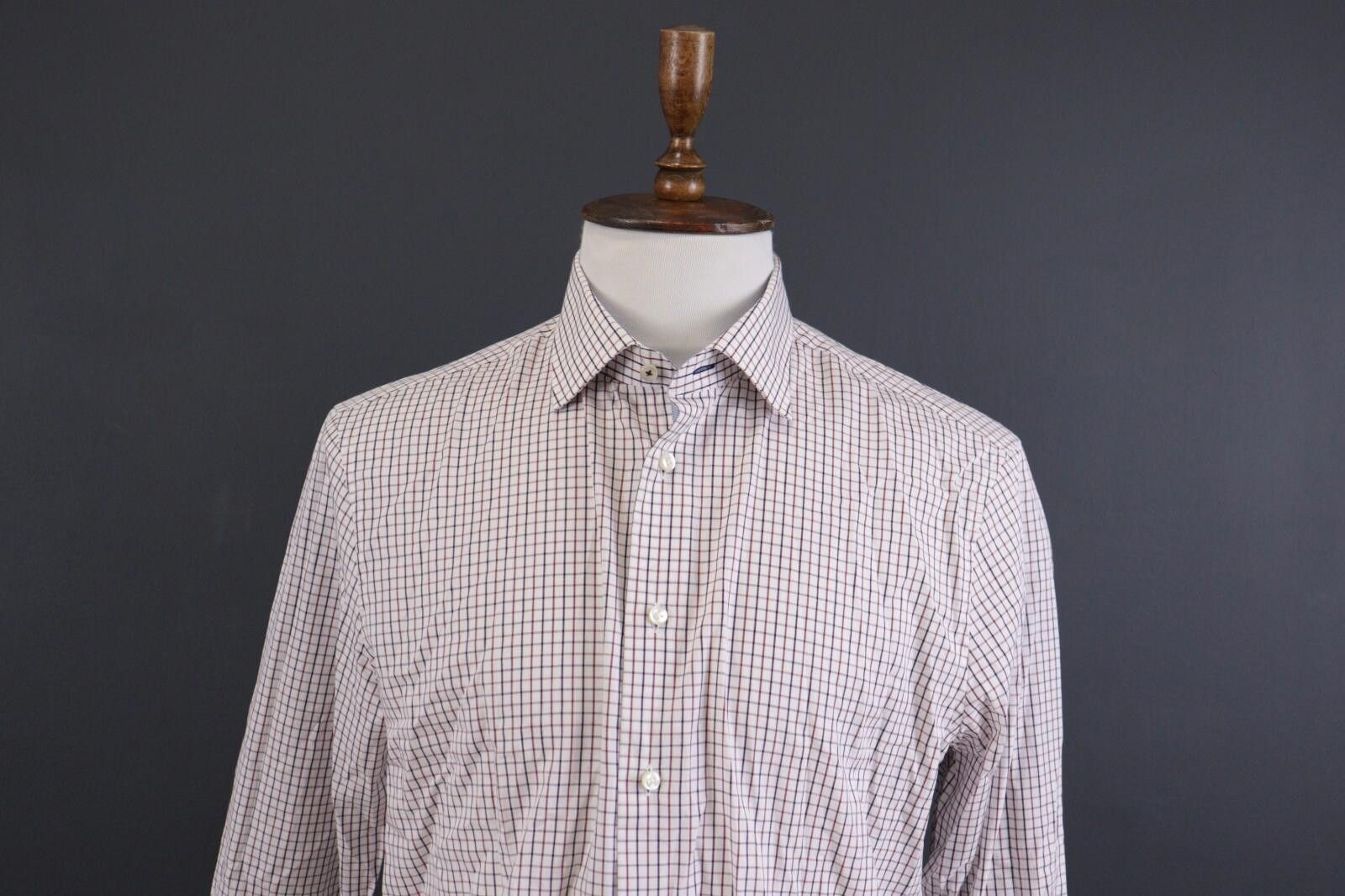 Tommy Hilfiger Tommy Hilfiger Tailored Fitted White Check Shirt 42 16.5 Size US M / EU 48-50 / 2 - 2 Thumbnail