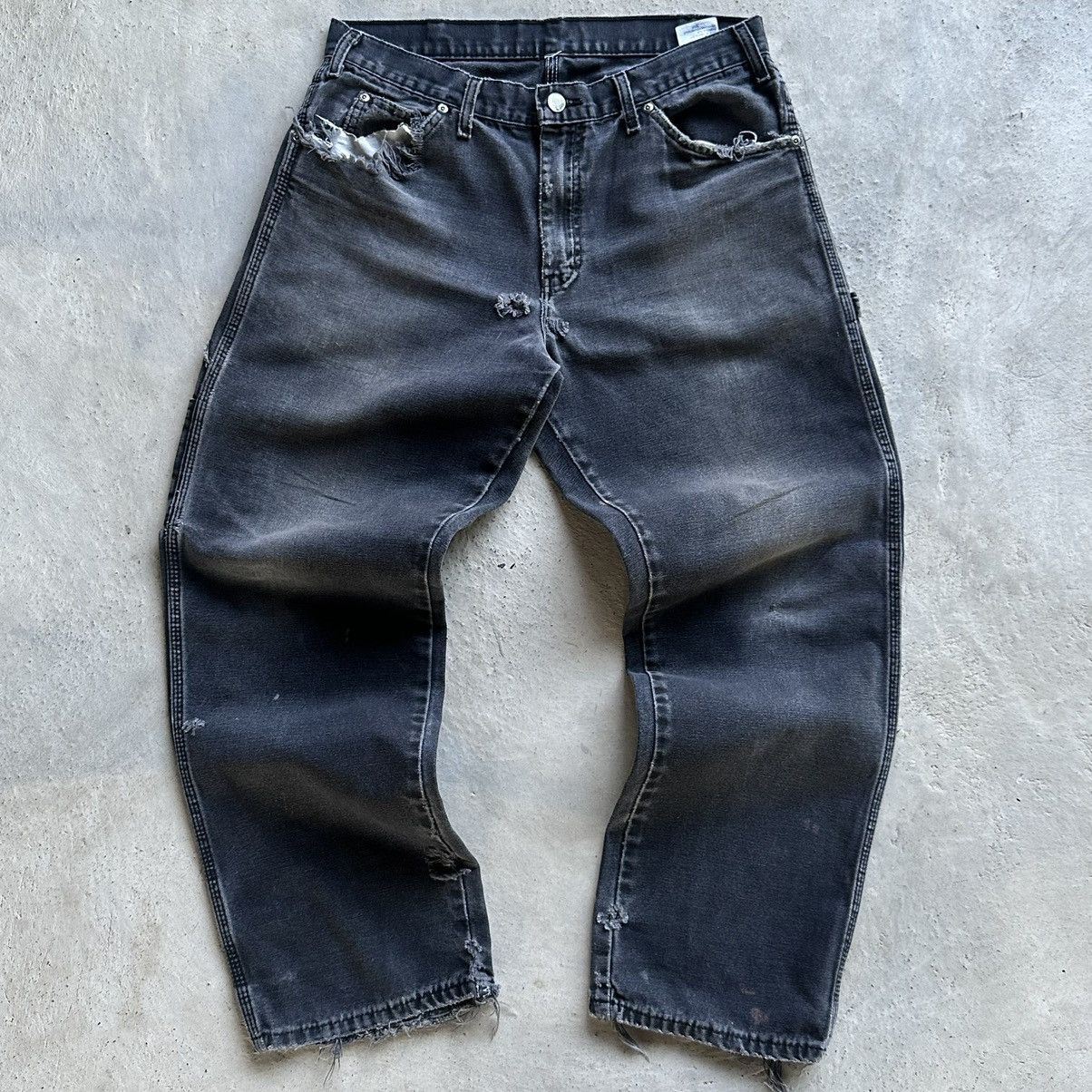 Dickies (33x30) Distressed Faded Dickies Carpenter Pants Faded Black Size US 33 - 1 Thumbnail