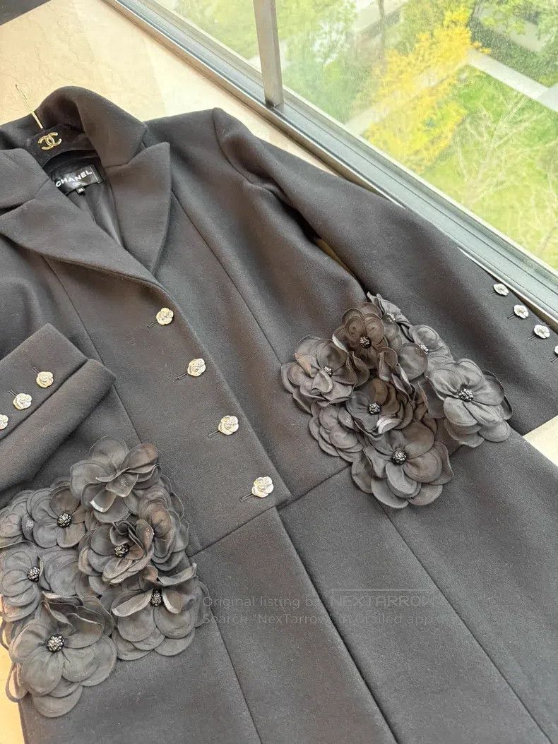 Chanel Chanel Camelia pocket black cashmere wool coat Size XS / US 0-2 / IT 36-38 - 4 Thumbnail