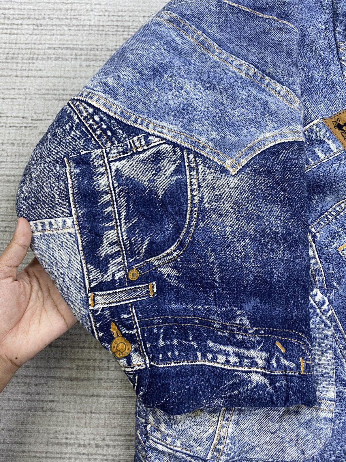 Japanese Brand × Vintage Vintage James Dean Kimono Patchwork Denim Style Jacket Size US M / EU 48-50 / 2 - 7 Thumbnail