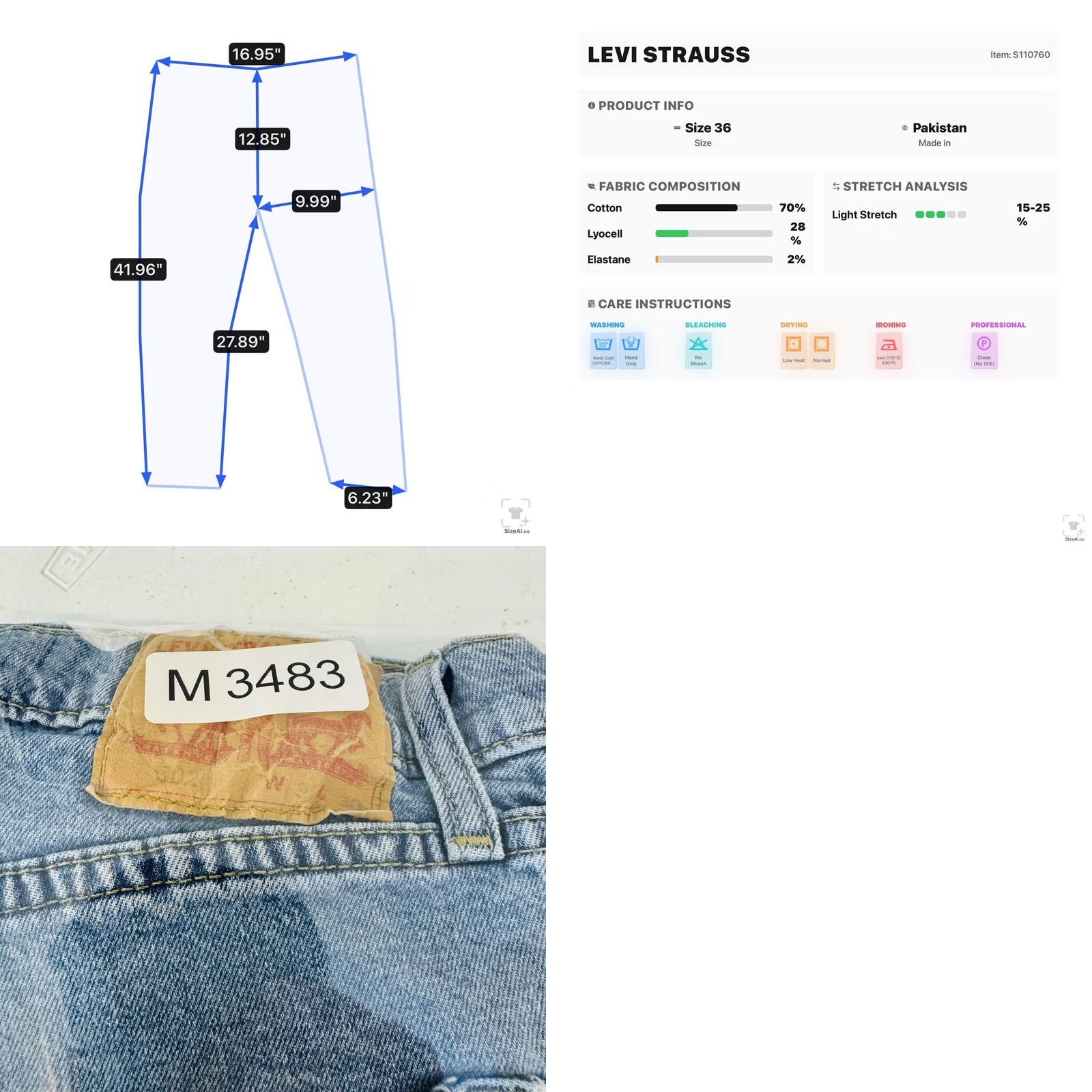 Levi's Levi's 502 Jeans Mens 36x30 Blue Light Wash Tapered Stretch Denim Zip Fly Casual (Regular) Mens Size US 36 / EU 52 - 10 Thumbnail