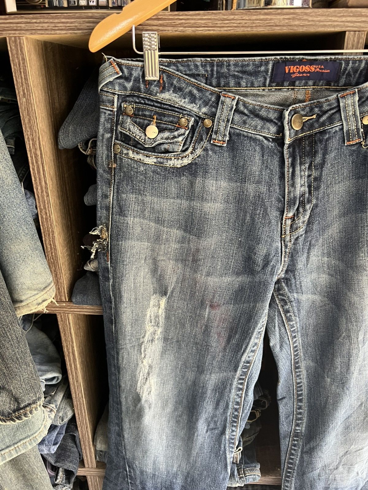 Other 🔥Rare Vigoss Jeans Wide Leg Distressed Denim Size US 35 - 7 Thumbnail