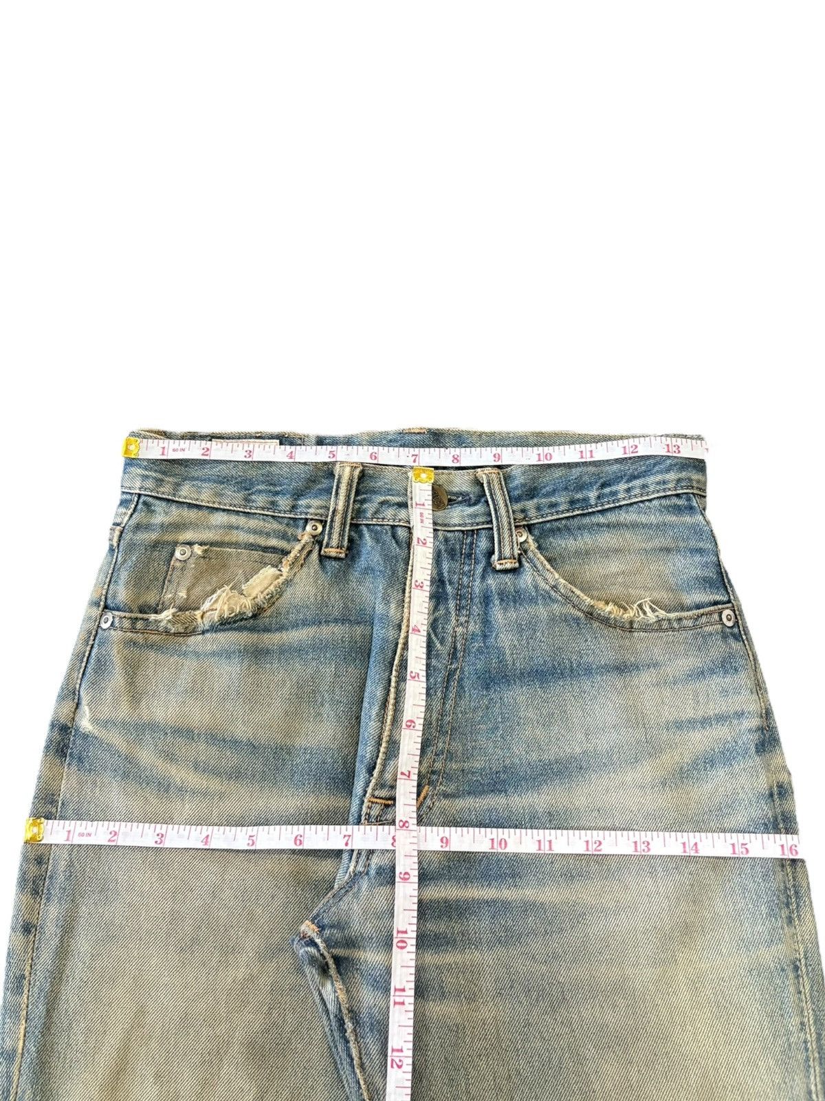If Six Was Nine Vintage 90s Japanese Super Mud Wash Distress Flare Jeans Size US 27 - 6 Thumbnail