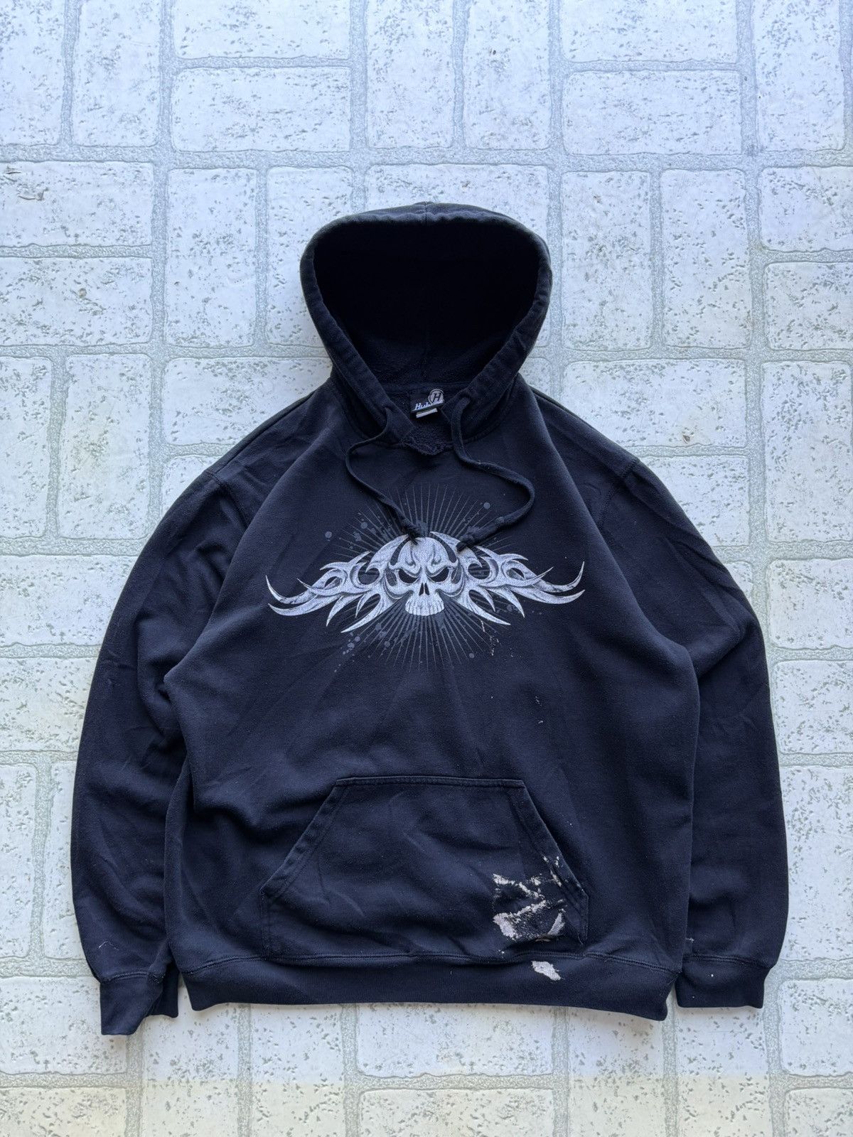 Vintage Y2K Crazy JNCO Style Thrashed Skull Hoodie Size US L / EU 52-54 / 3 - 1 Thumbnail