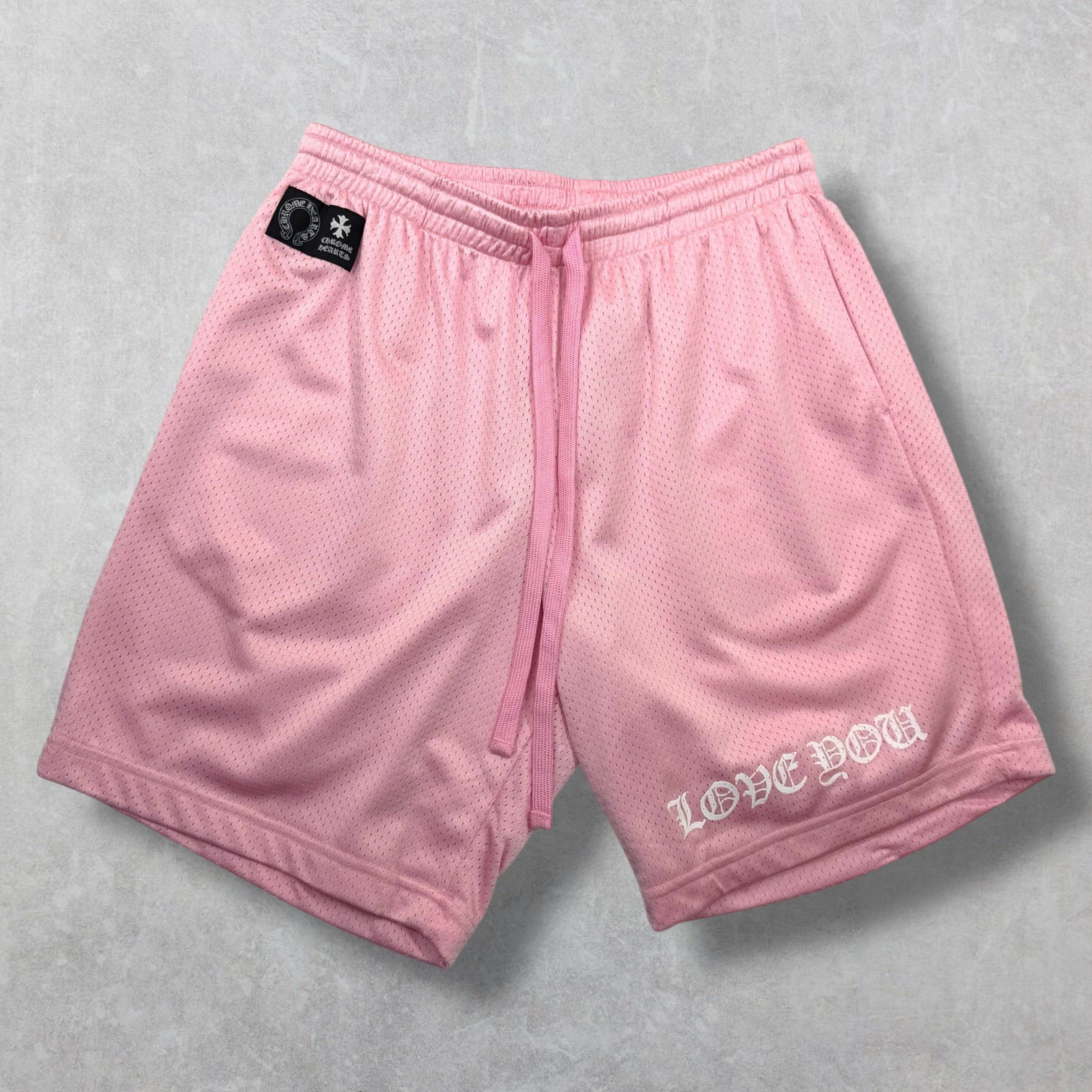 Chrome Hearts Chrome Hearts "Love You" Pink Mesh Shorts M Size US 34 / EU 50 - 1 Thumbnail