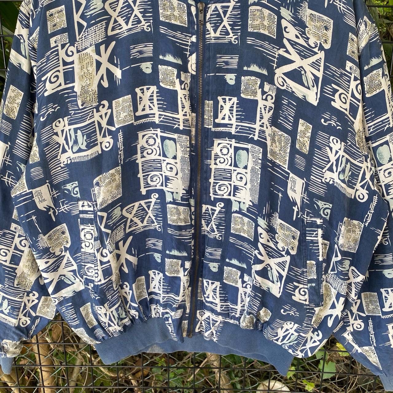 Japanese Brand × Vintage Vtg Japan Pure Silk Printed Zipper Jacket Size US XL / EU 56 / 4 - 3 Thumbnail