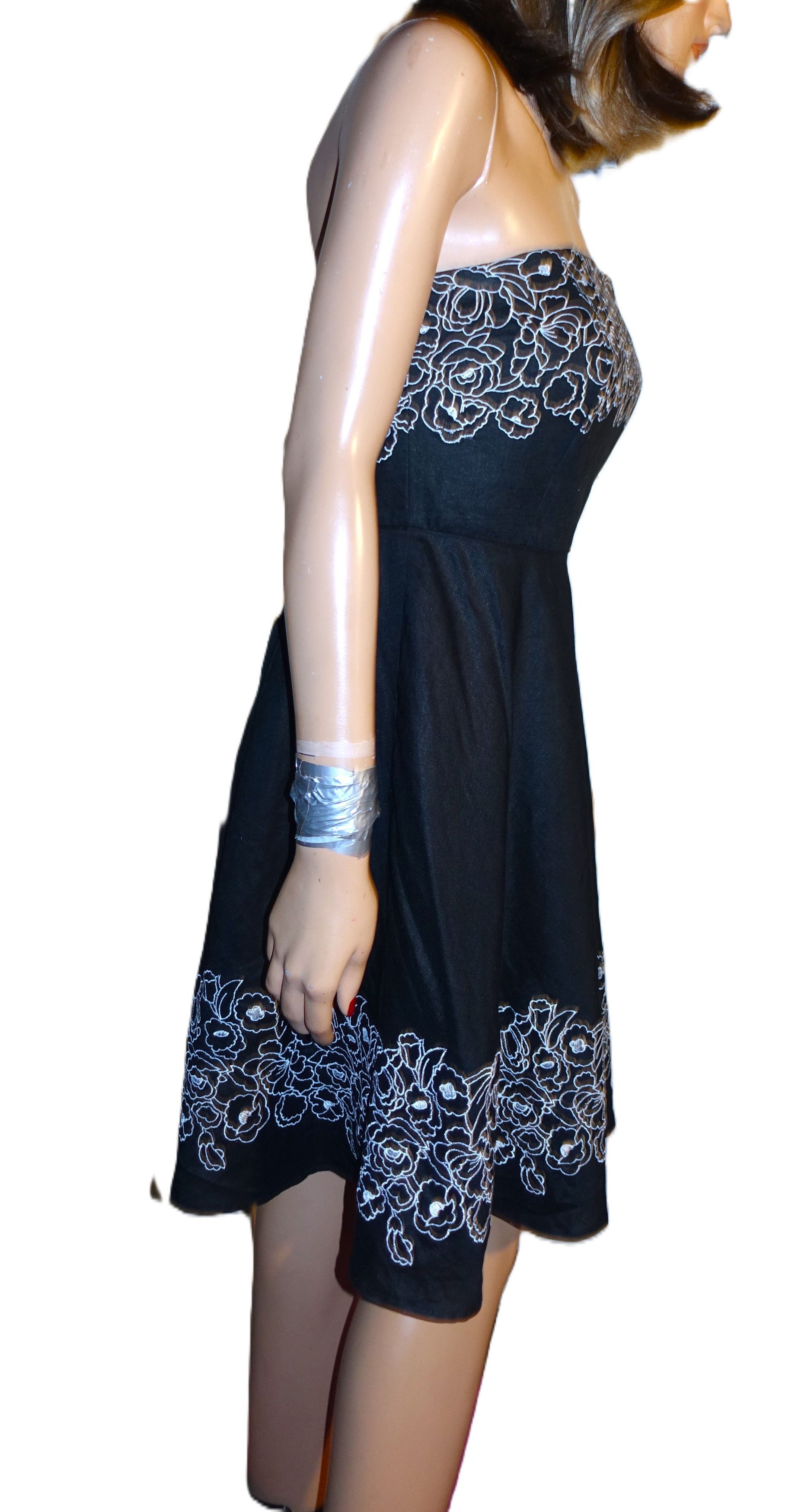Loft Ann Taylor Loft Petites Black White Strapless Dress 6P Size M / US 6-8 / IT 42-44 - 6 Thumbnail