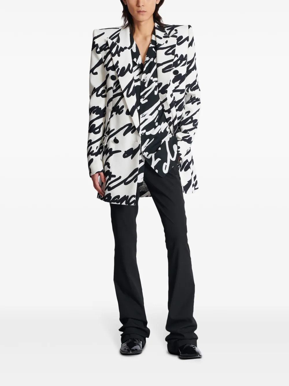 Balmain o1s1wg110126 Slogan Print Shirt in Black Size US M / EU 48-50 / 2 - 2 Thumbnail
