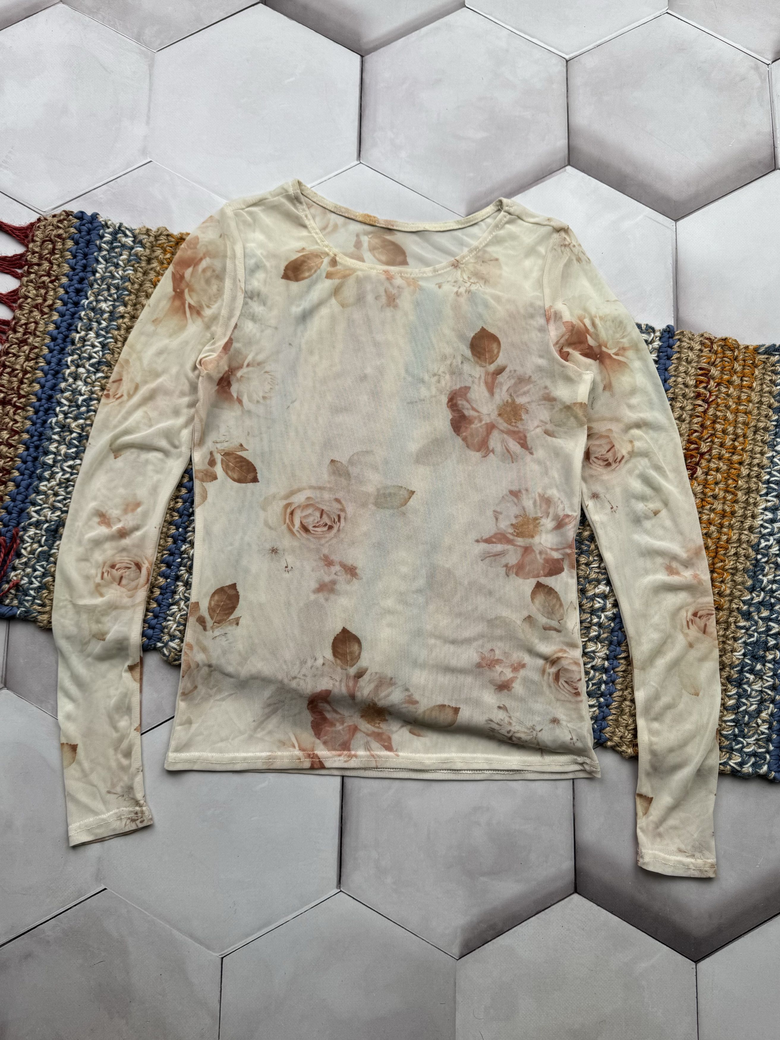 Japanese Brand Vintage Mesh Printed Long Sleeve Size S / US 4 / IT 40 - 1 Thumbnail