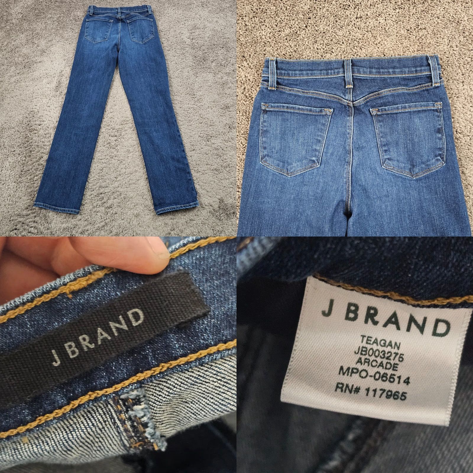 J Brand J Brand Jeans Womens 27 Slim Fit Mid Rise Stretch Dark Denim Straight Teagan 25x28 Blue Size 25" / US 0 / IT 36 - 8 Thumbnail