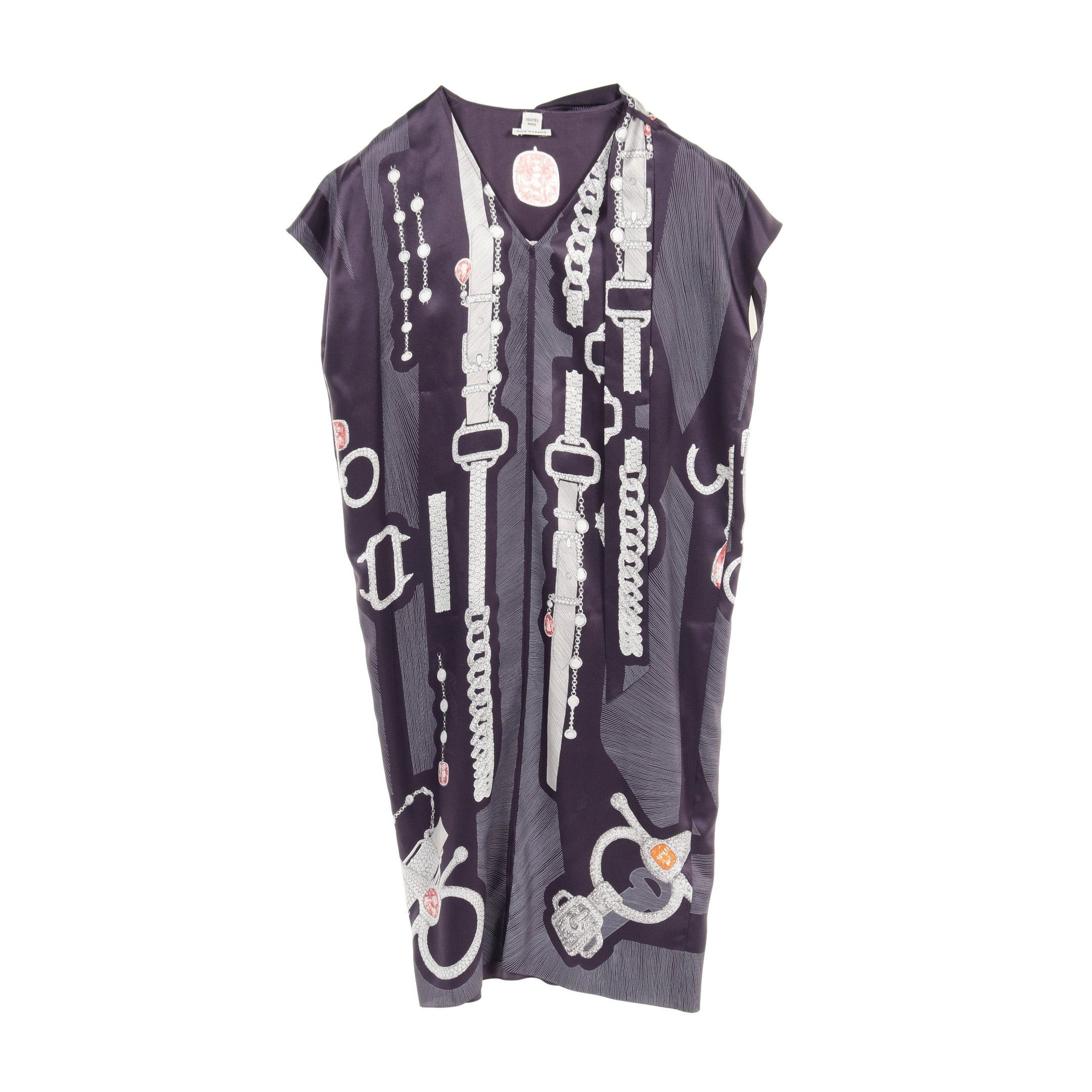 image of Hermes Etude Pour Une Parure De Gala Formal Attire Etude One Piece Silk Dark Purple Multicolor, Wom