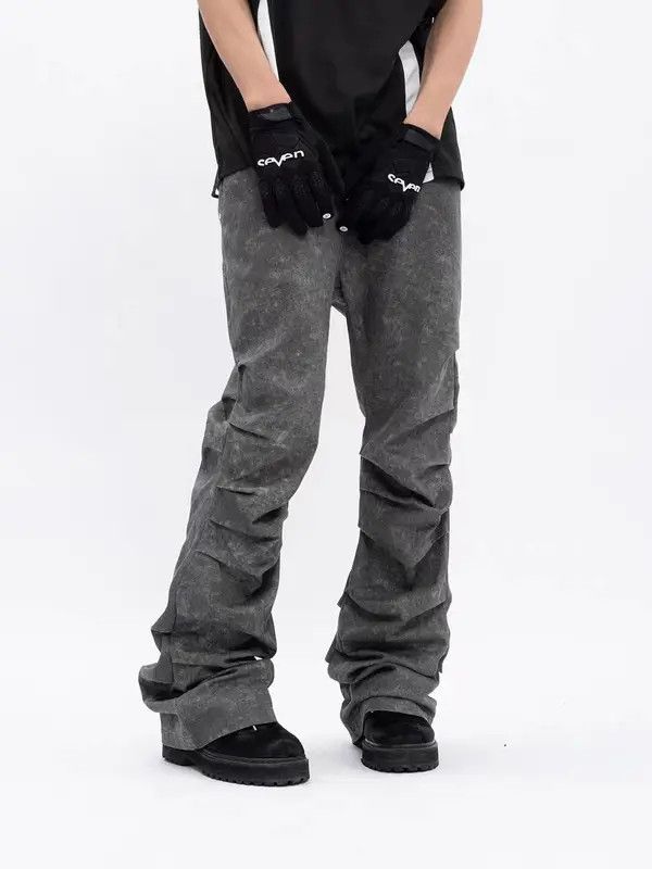 VIBE Vintage washed gray pleated micro-flare jeans Size US 32 / EU 48 - 4 Thumbnail
