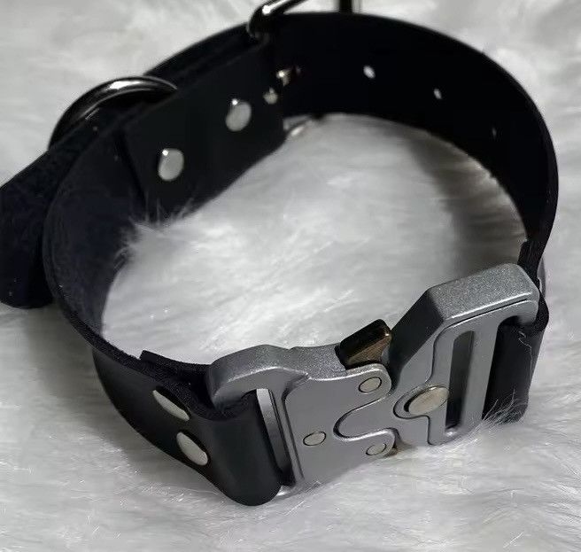 Leather × Metallica Punk Metal Stainless Steel Buckle Adjustable Choker Necklace Size ONE SIZE - 4 Thumbnail