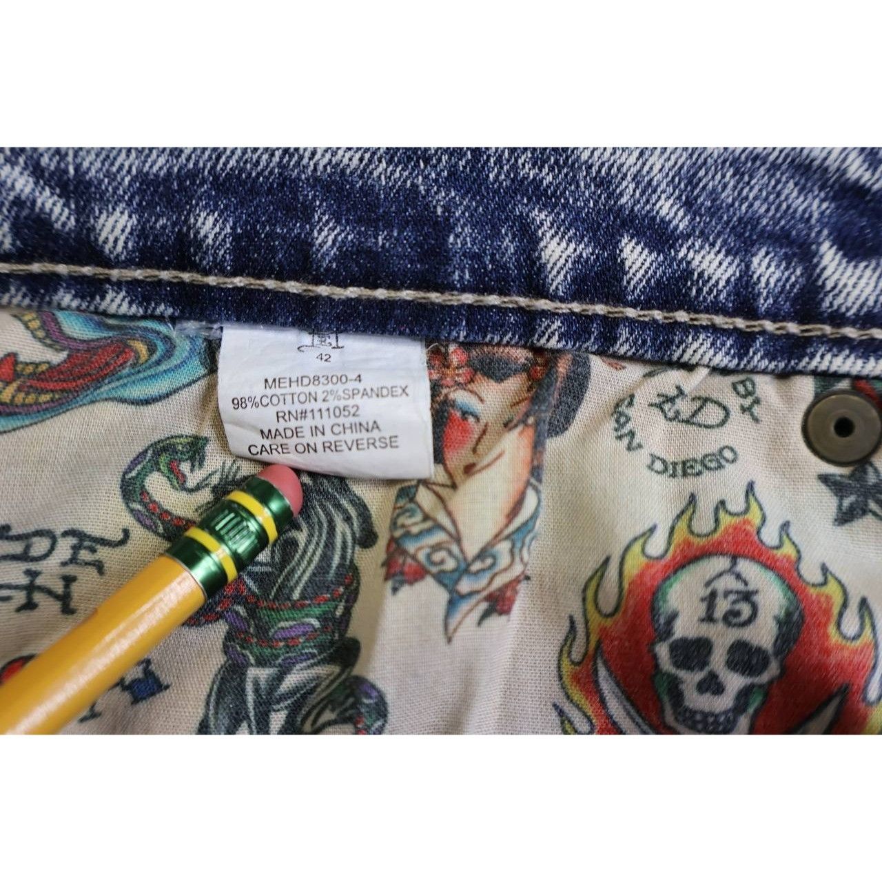 Ed Hardy Ed Hardy Jeans Denim Tiger Cat Painted Back Pockets Size 42 Size US 42 / EU 58 - 7 Thumbnail