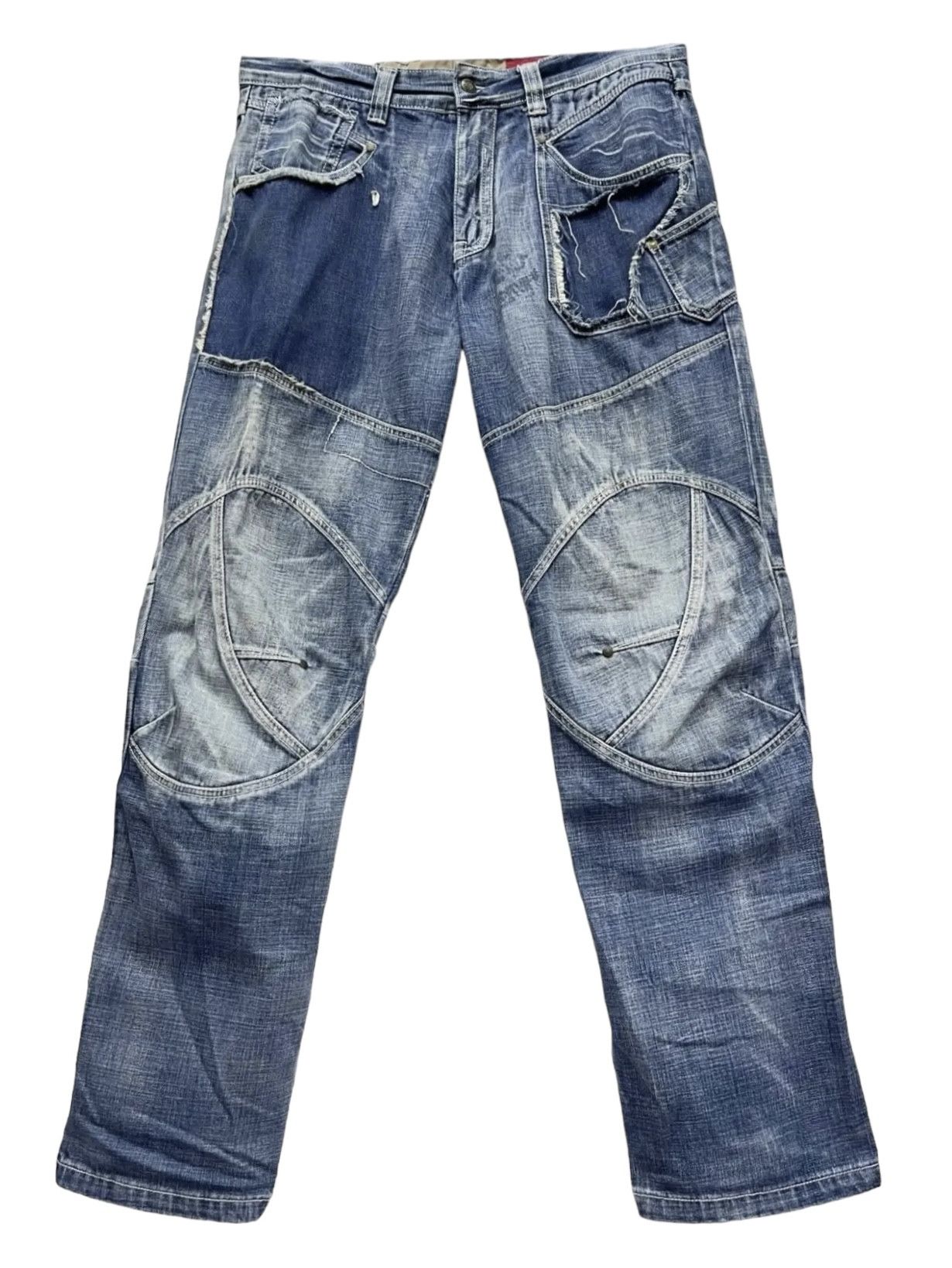 Other FYE🔥TOUGH JEANSMITH Designer Distressed Bartack Denim Pants Size US 34 / EU 50 - 1 Thumbnail