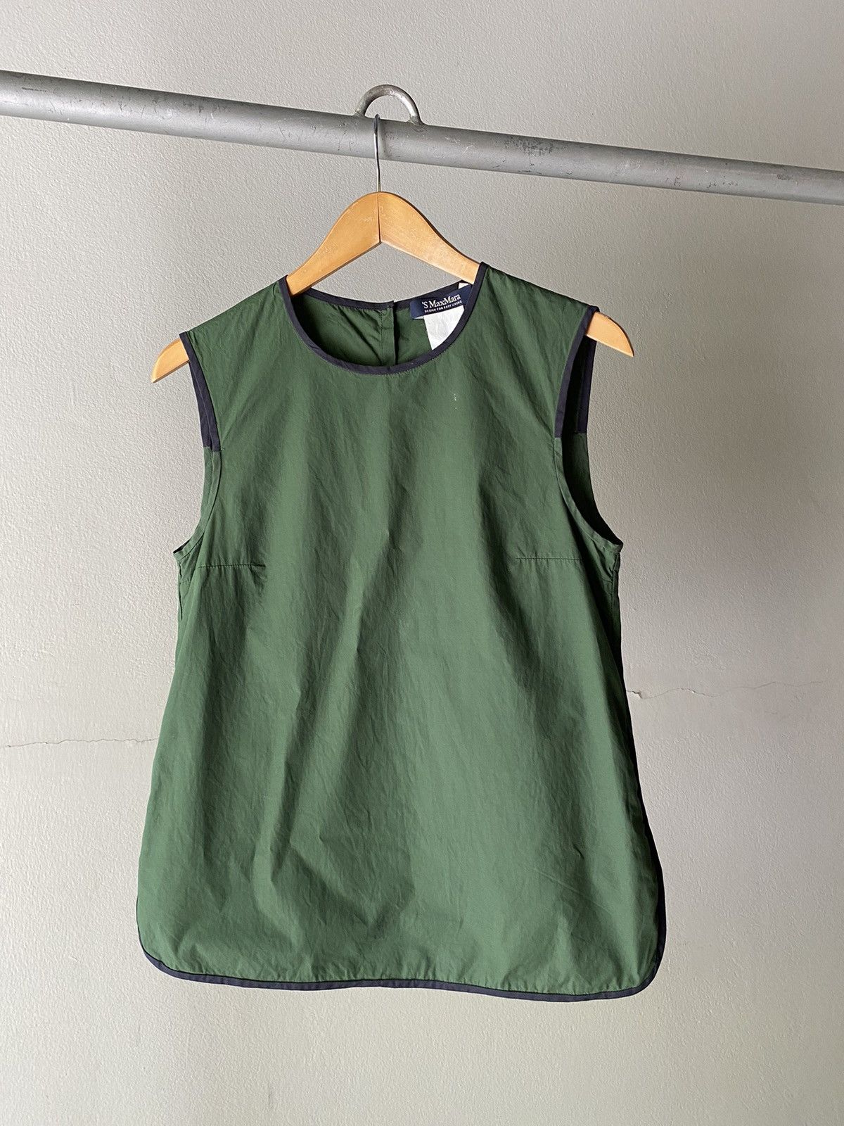 Max Mara Max Mara Forest Green Sleeveless Blouse with Black Trim Size M / US 6-8 / IT 42-44 - 7 Thumbnail