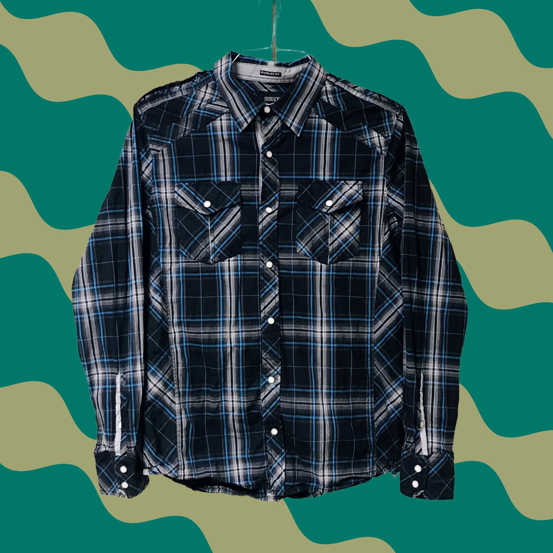 Buckle Black Buckle Black Label Men Button-Up Shirt Plaid L Long Sleeve Cotton Spandex Standard Fit Button-Down Chest Pockets Vintage: No Size US L / EU 52-54 / 3 - 1 Thumbnail