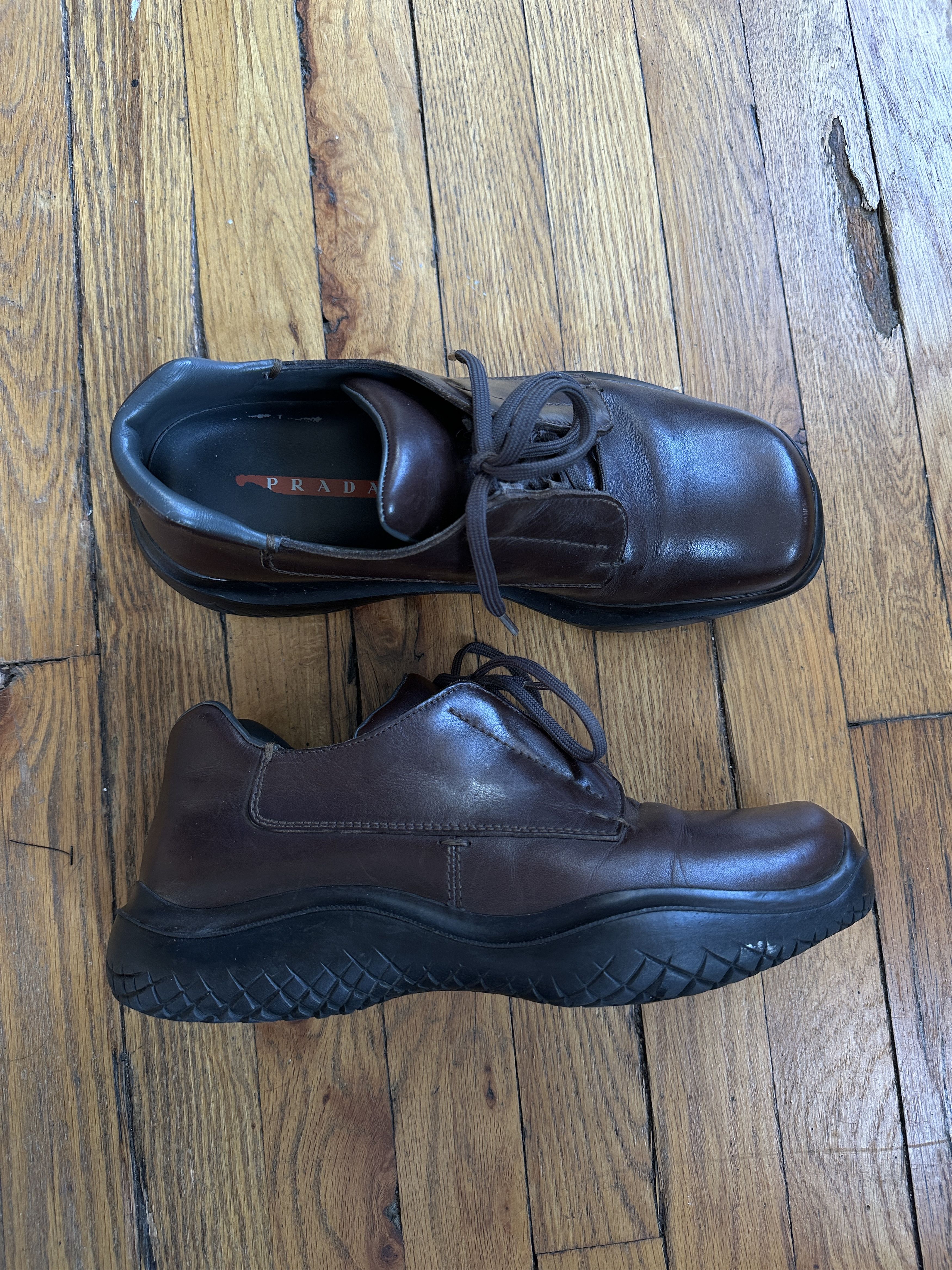 Prada Square Toe Derby Shoes