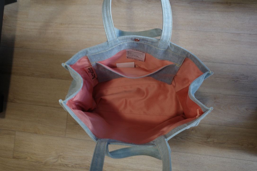 Acne Studios Distressed Denim Logo Shopper Tote Bag Size ONE SIZE - 7 Thumbnail