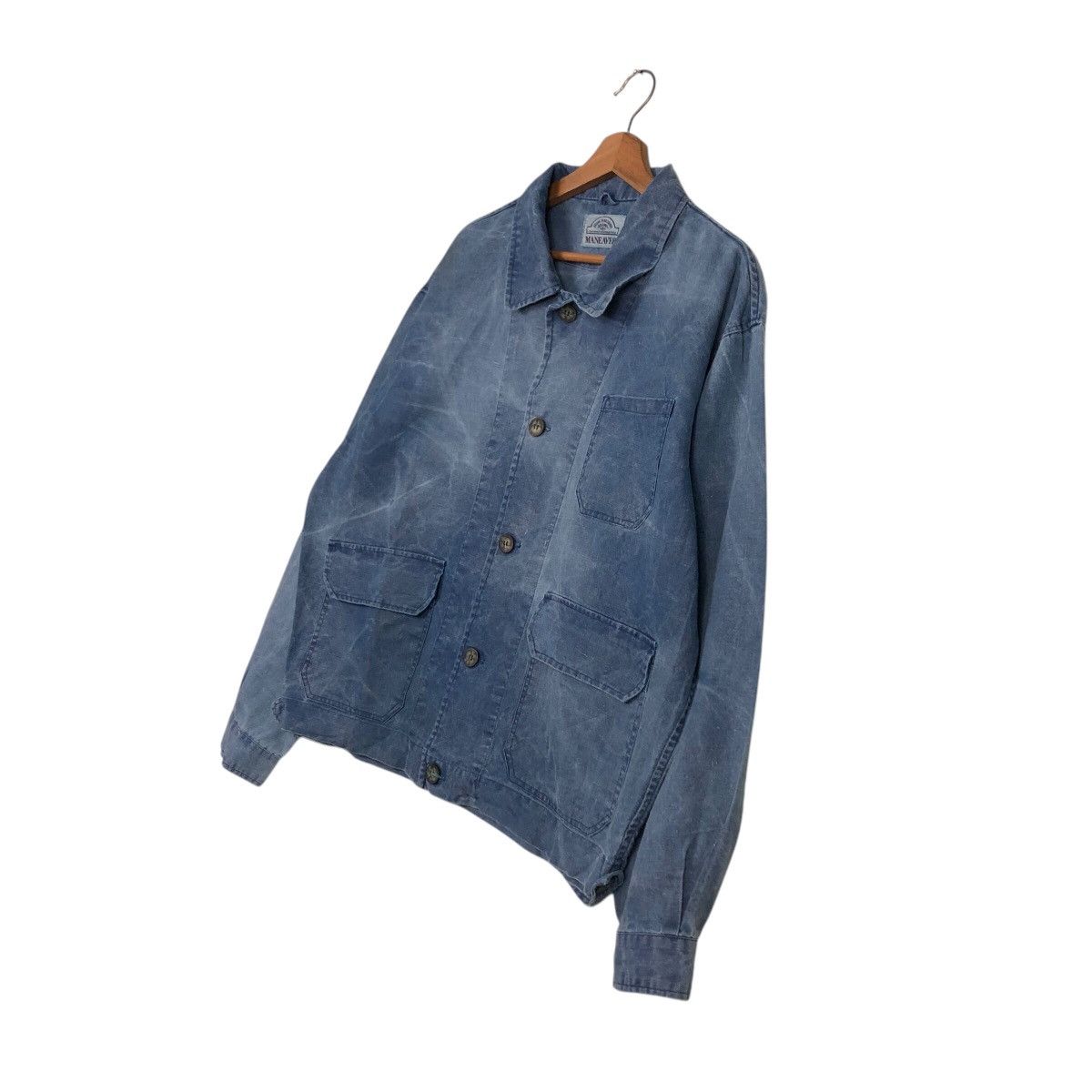 Japanese Brand 📌Vintage Denim Bomber Jacket Maneaver Issey Miyake Size US L / EU 52-54 / 3 - 3 Thumbnail