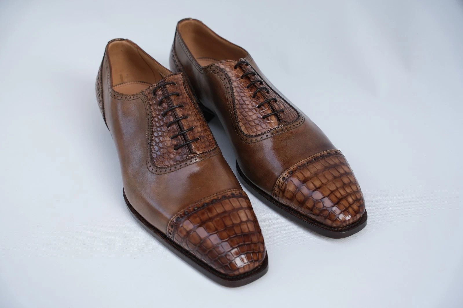 Santoni New Santoni Brown Exotic Leather Oxford UK 11 EU 45 US 12 Size US 12 / EU 45 - 9 Thumbnail