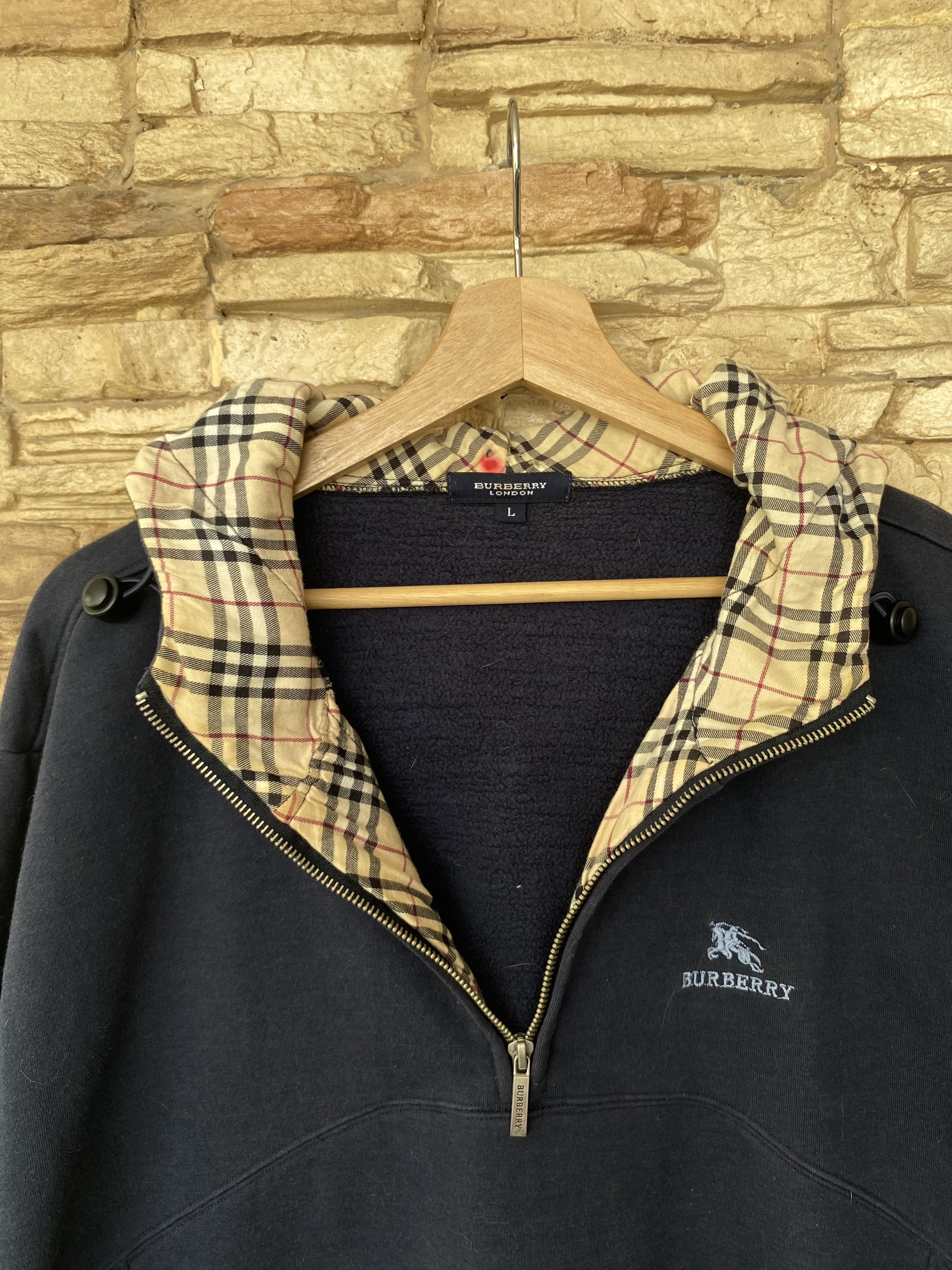 Burberry Vintage Burberry London Checkered Nova Check Half Zip Hoodie Size US L / EU 52-54 / 3 - 8 Thumbnail