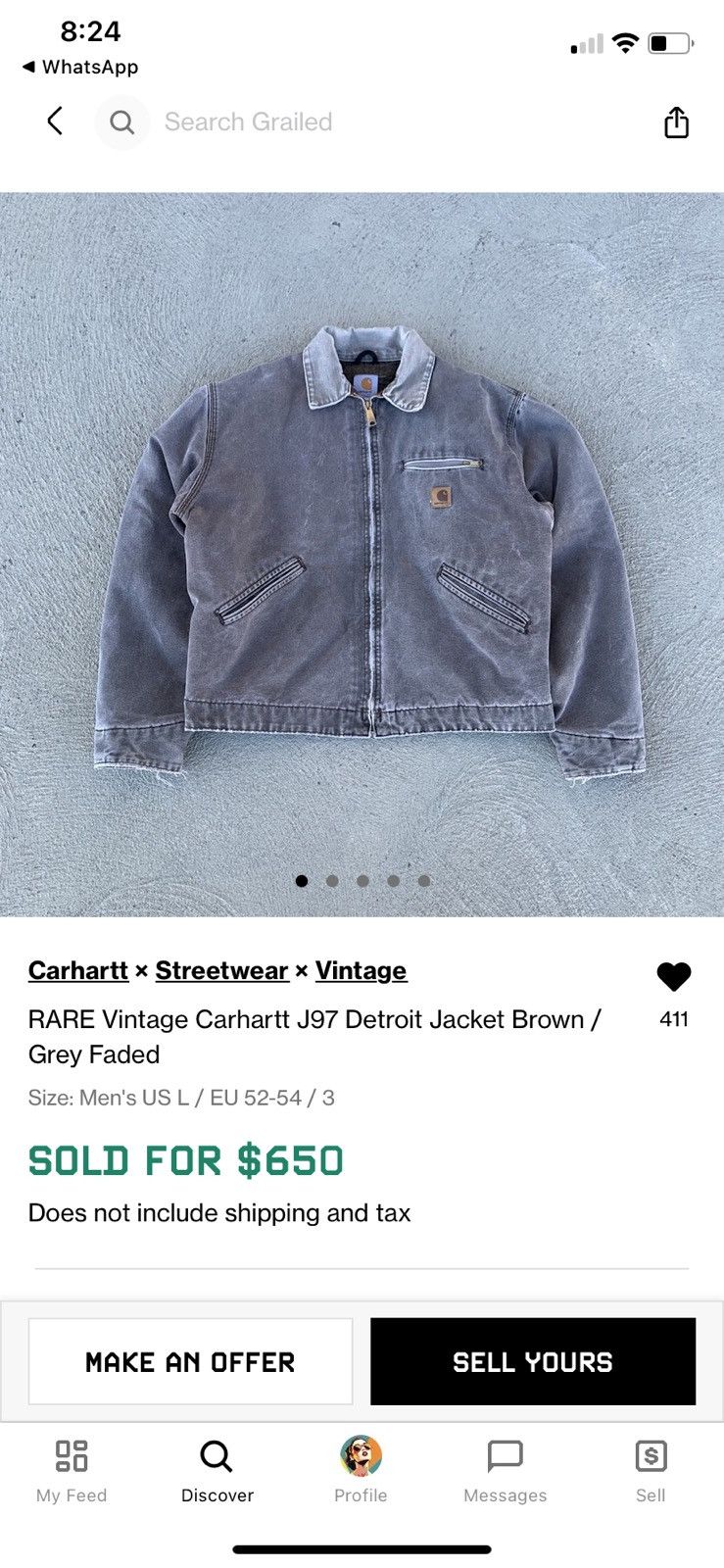 Carhartt × Vintage Vtg Carhartt J97 Faded Black/DarkGrey Detroit Jacket Size US L / EU 52-54 / 3 - 14 Thumbnail